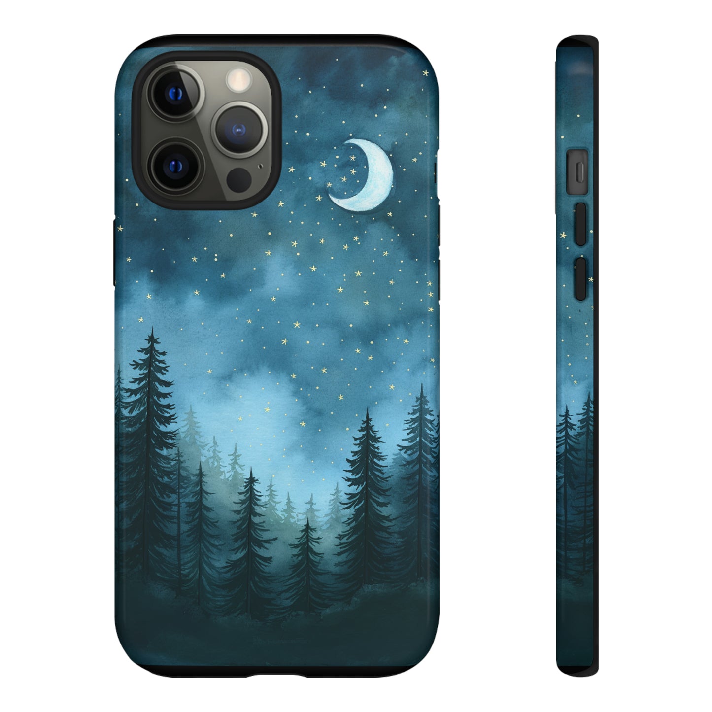 Forest Night Watercolor Tough Phone Case, Outdoors Smartphone Cover