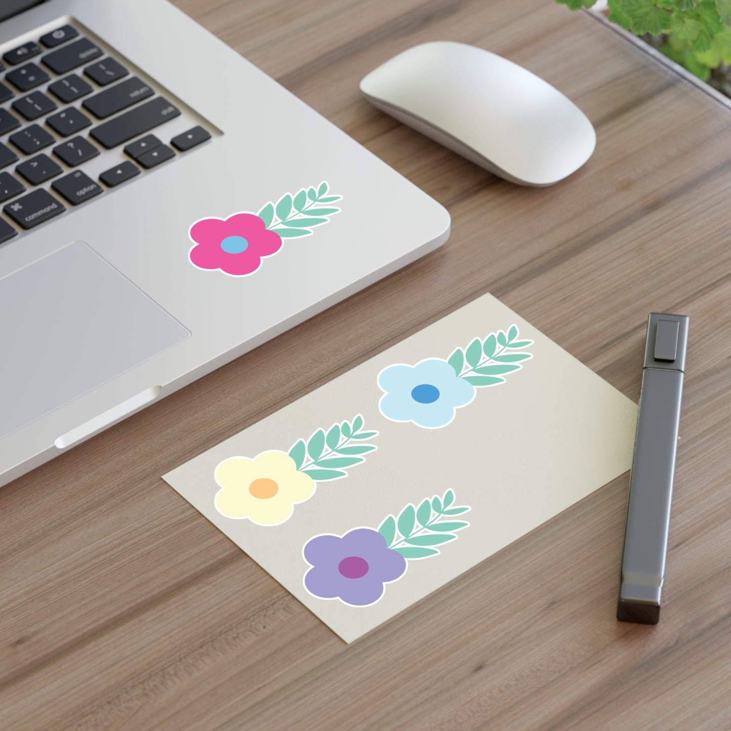 Pastel Color Flowers Sticker Sheet Set of 4 Stickers