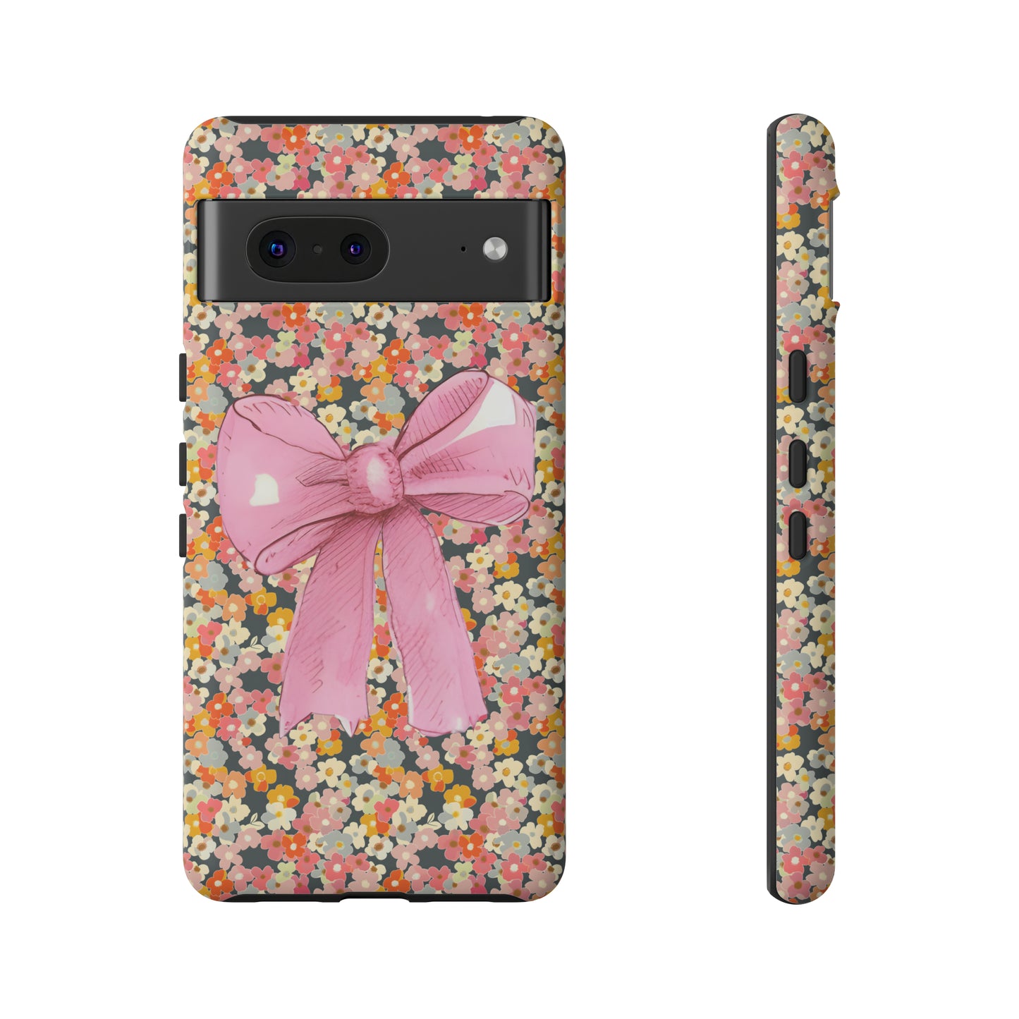 Pink Bow and Flower Pattern Collage Tough Phone Case