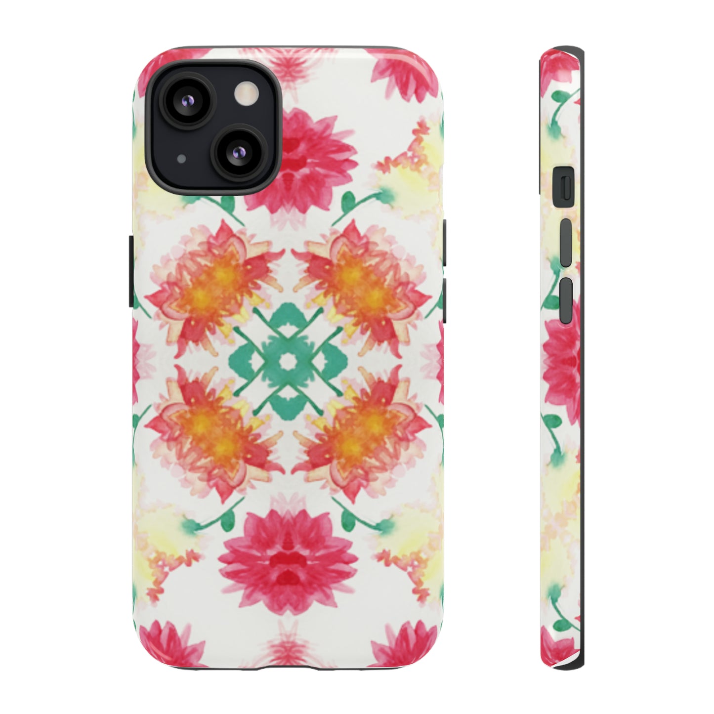 Sweet Magnolia Watercolor Tough Phone Case, Pink/Red Floral Smartphone Cover