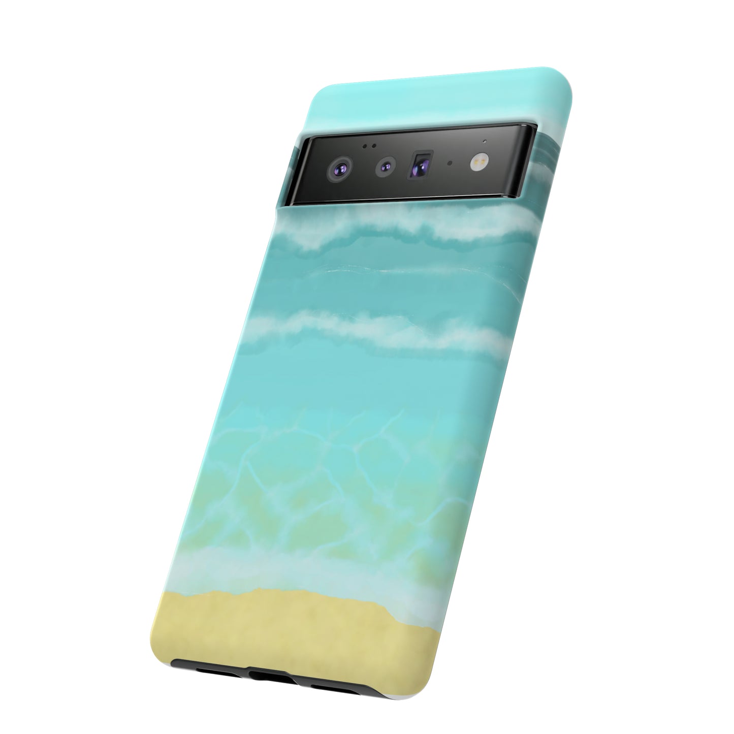 Shoreline Watercolor Ocean Beach Tough Phone Case, Summer Smartphone Cover