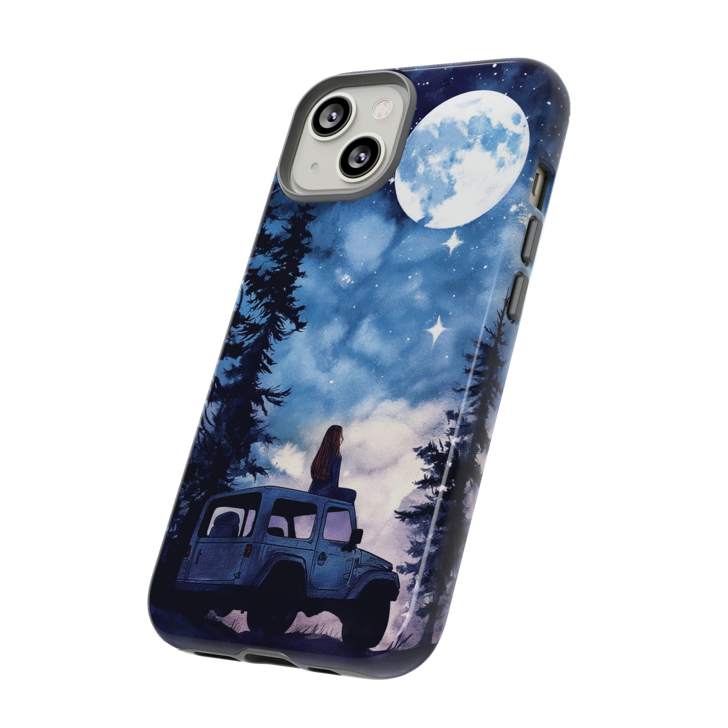 Forest Night Truck-Girl Traveler Watercolor Tough Phone Case