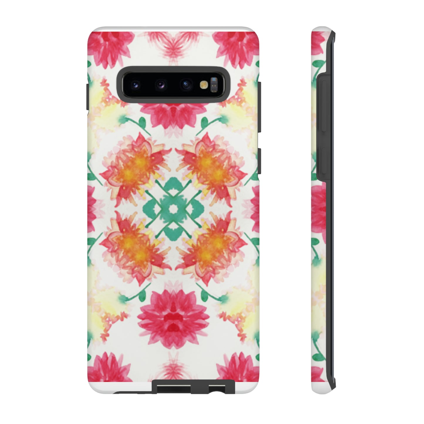 Sweet Magnolia Watercolor Tough Phone Case, Pink/Red Floral Smartphone Cover