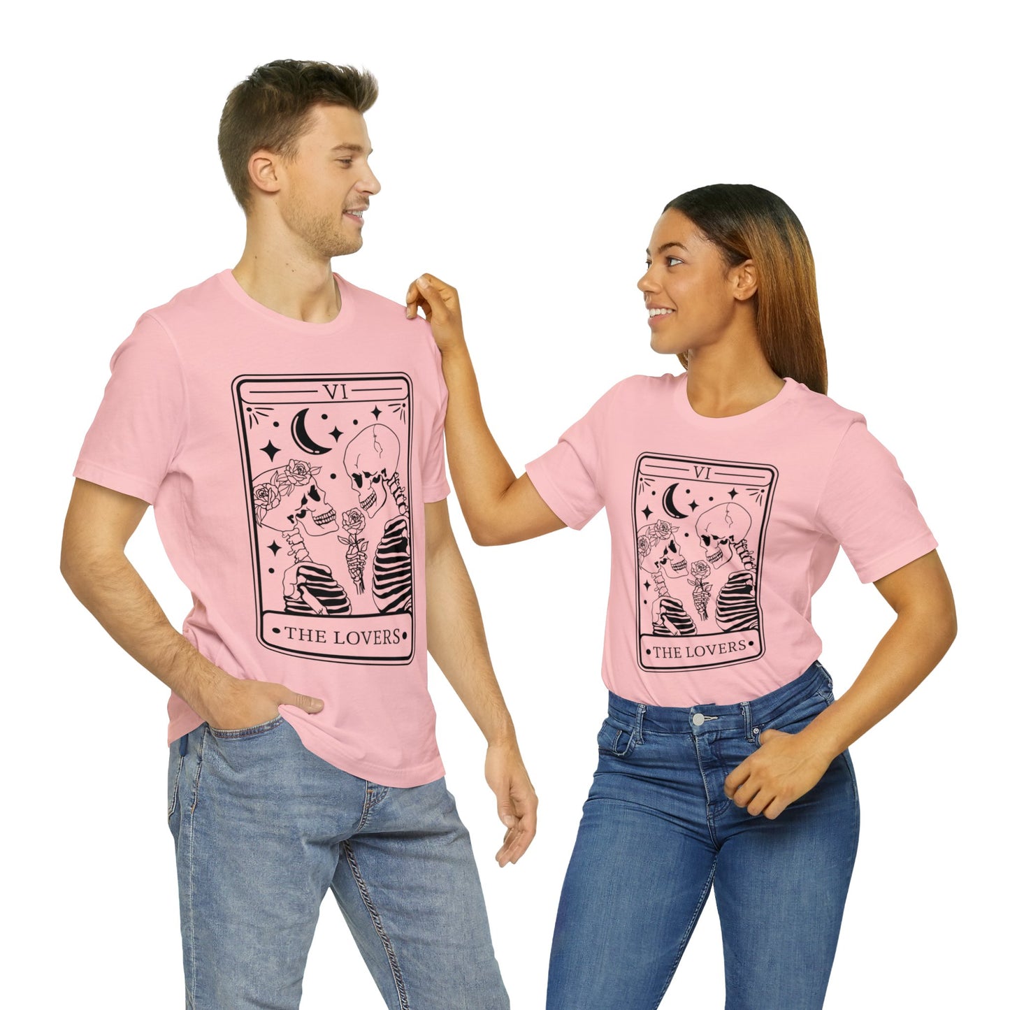 Skeleton Couple Tarot Card Unisex Jersey Short Sleeve Tee