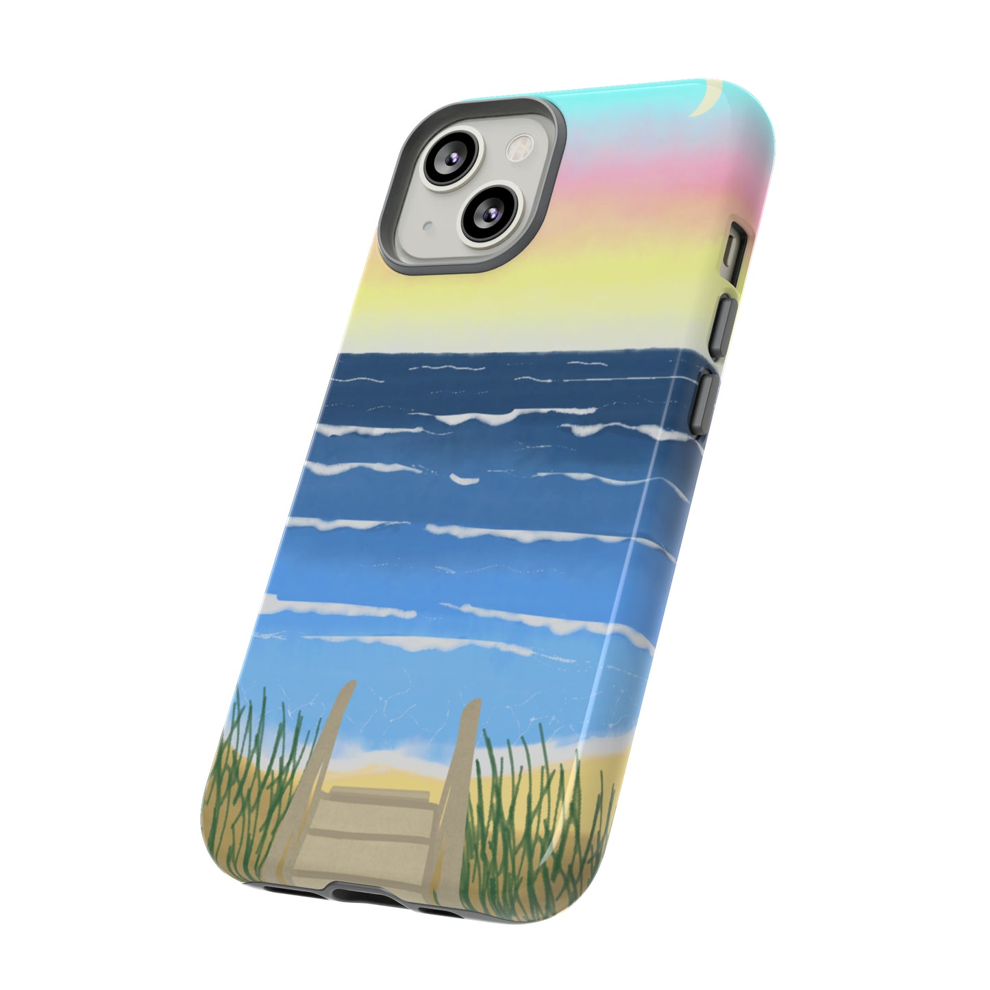 Sunset Beach Boardwalk Watercolor Tough Phone Case, Beachy Smartphone Cover