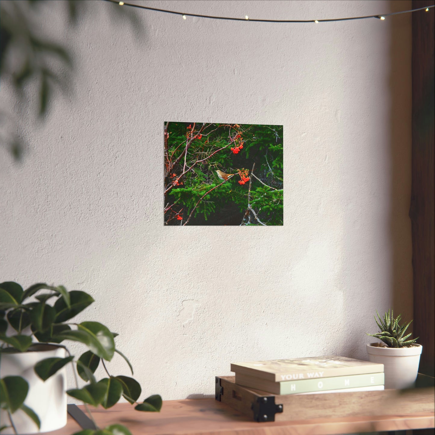 Vermont Forest Bird and Berries Matte Photo Poster