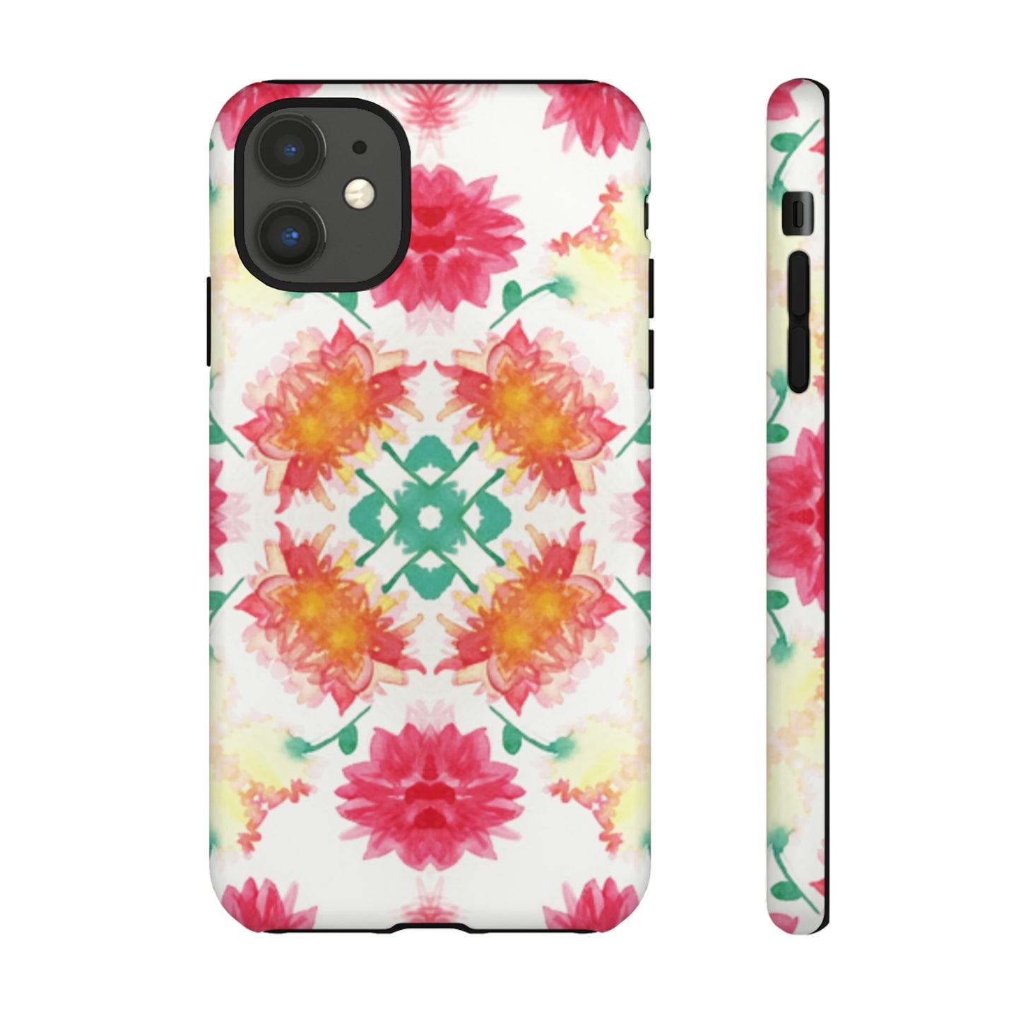 Sweet Magnolia Watercolor Tough Phone Case, Pink/Red Floral Smartphone Cover