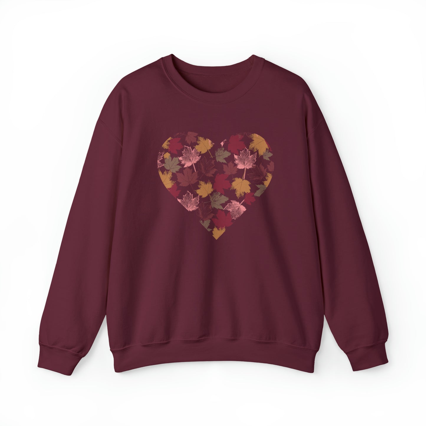 Fall Leaves Filled Heart Unisex Heavy Blend Crewneck Sweatshirt