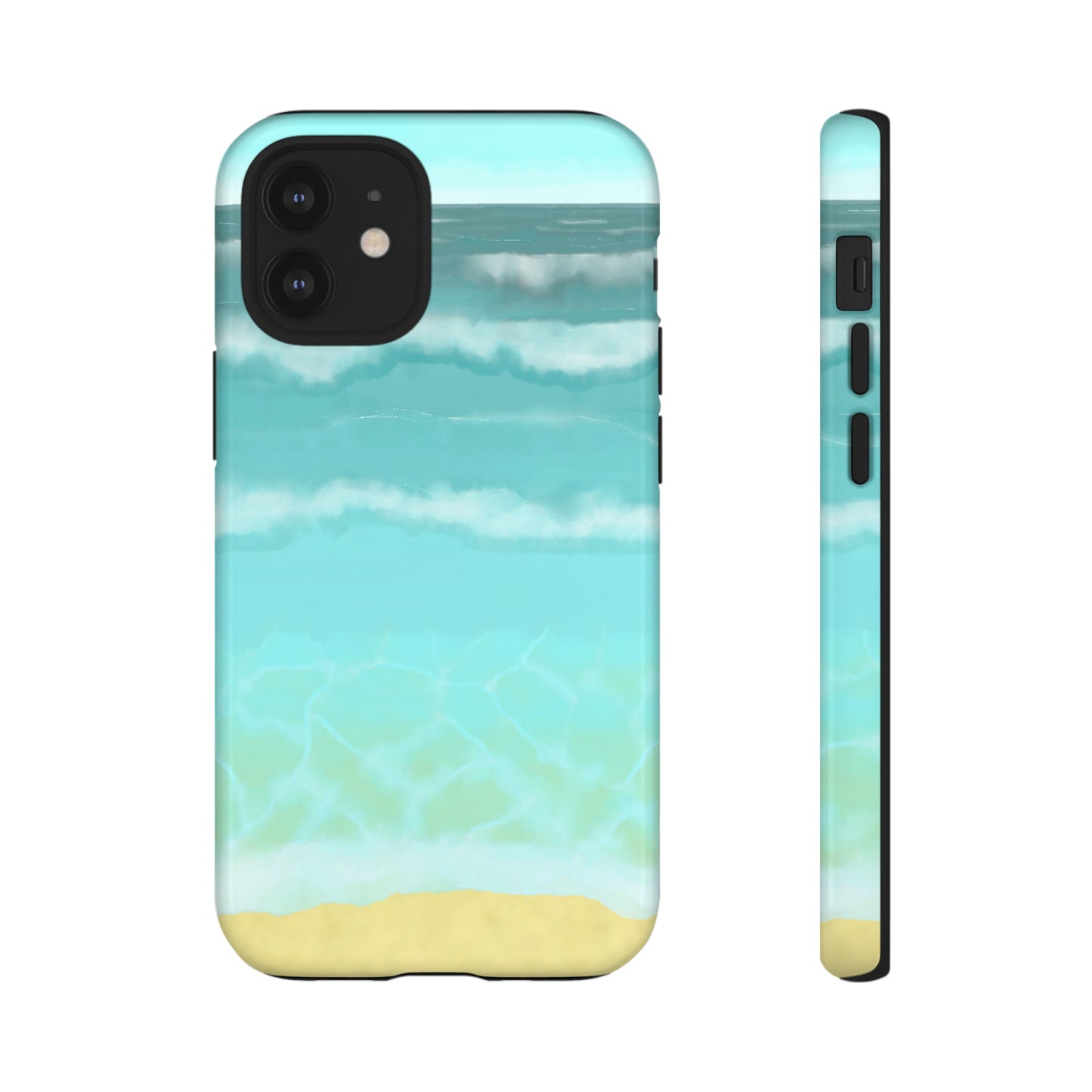 Shoreline Watercolor Ocean Beach Tough Phone Case, Summer Smartphone Cover