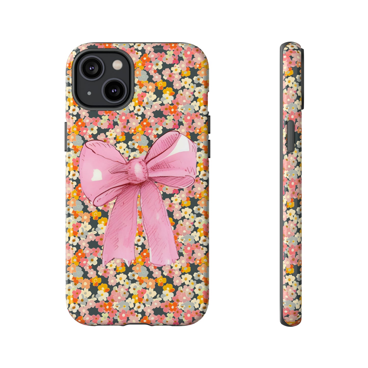 Pink Bow and Flower Pattern Collage Tough Phone Case