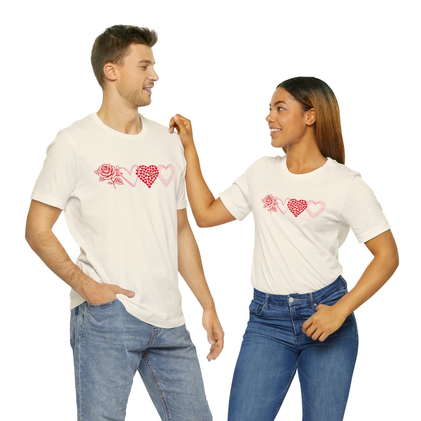 Valentine Rosey Hearts Unisex Jersey Short Sleeve T-Shirt