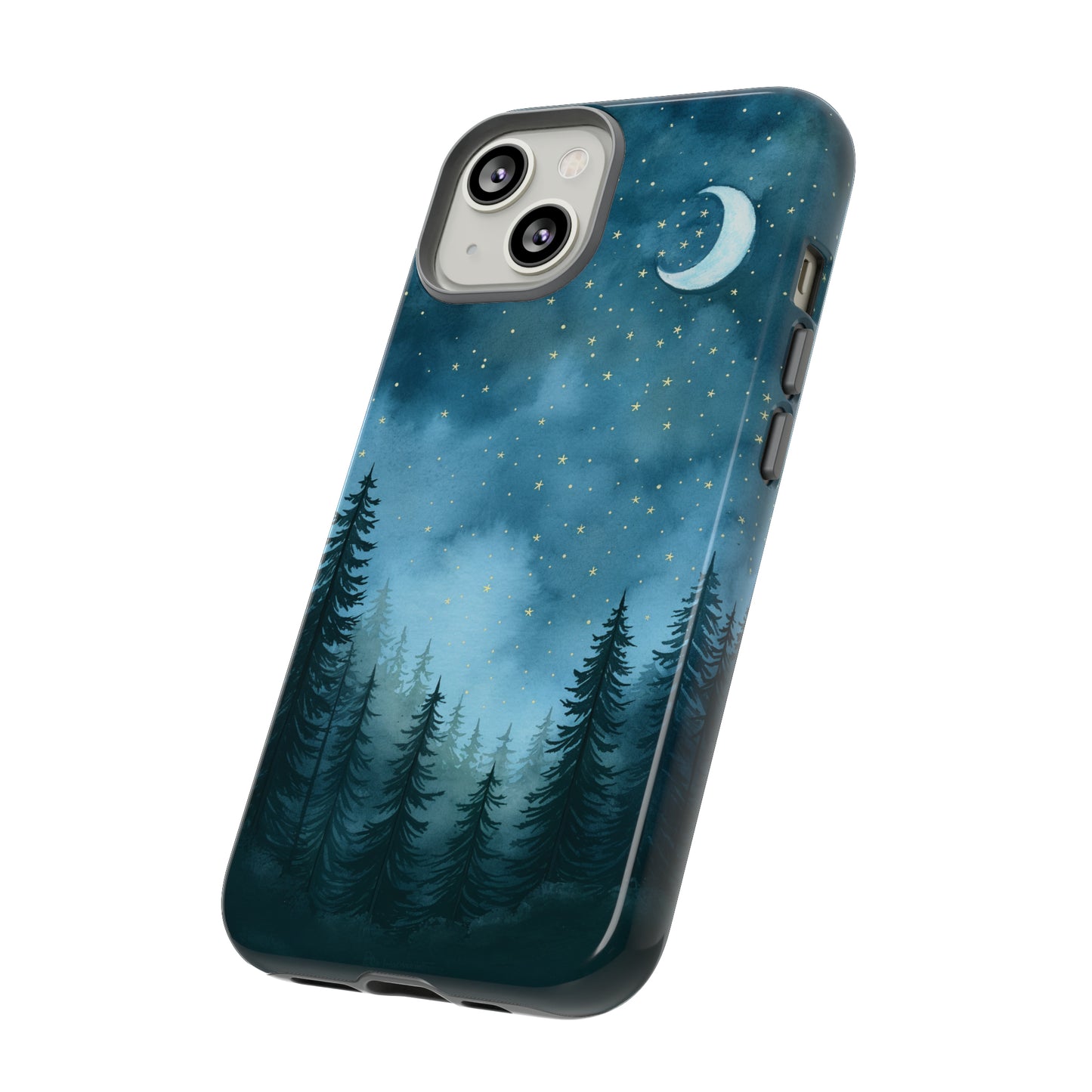 Forest Night Watercolor Tough Phone Case, Outdoors Smartphone Cover