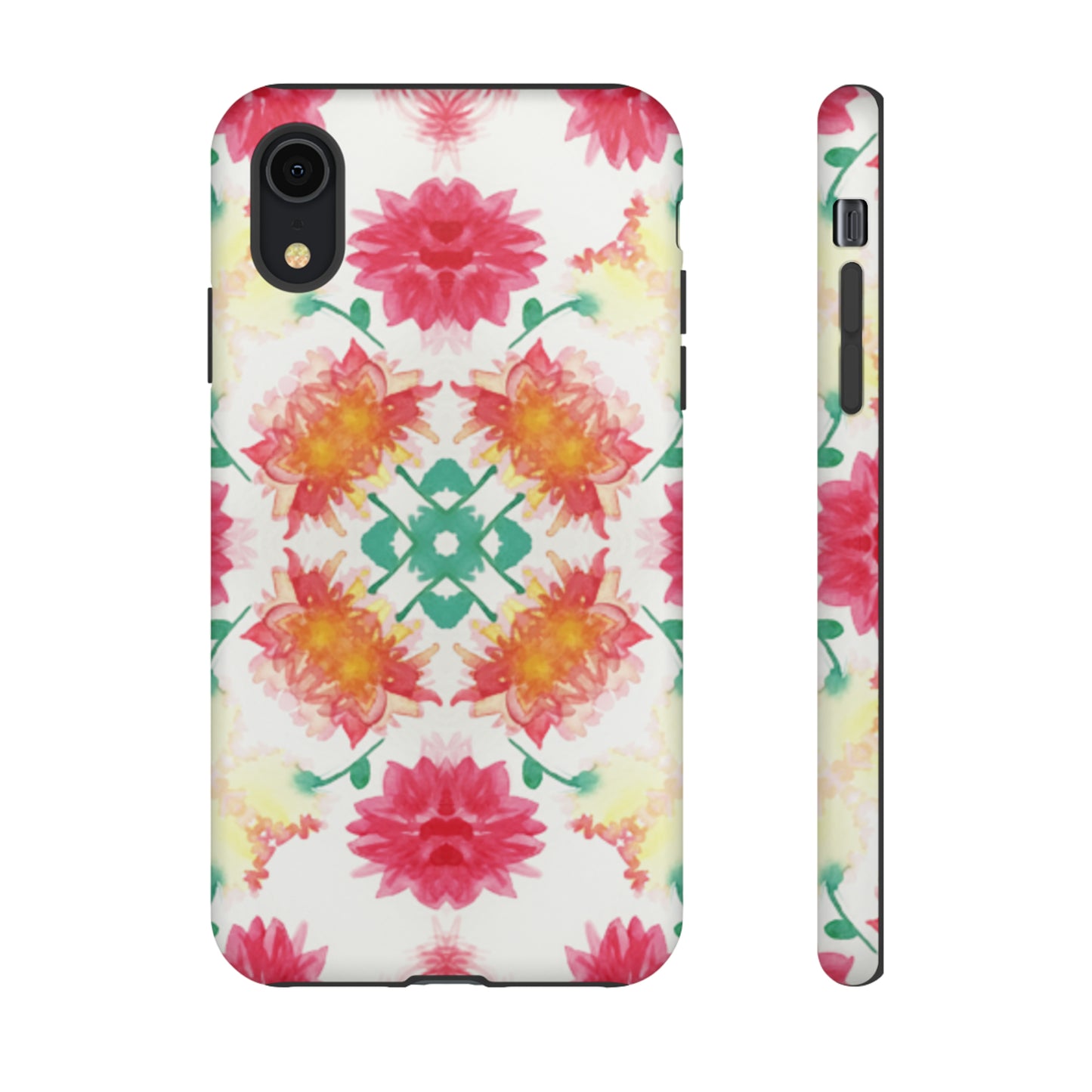 Sweet Magnolia Watercolor Tough Phone Case, Pink/Red Floral Smartphone Cover