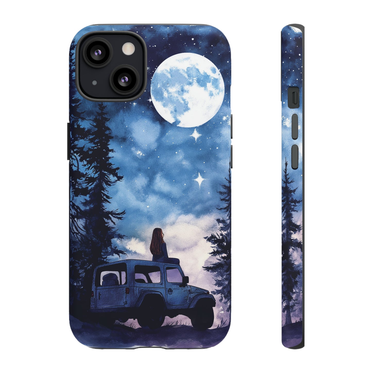 Forest Night Truck-Girl Traveler Watercolor Tough Phone Case