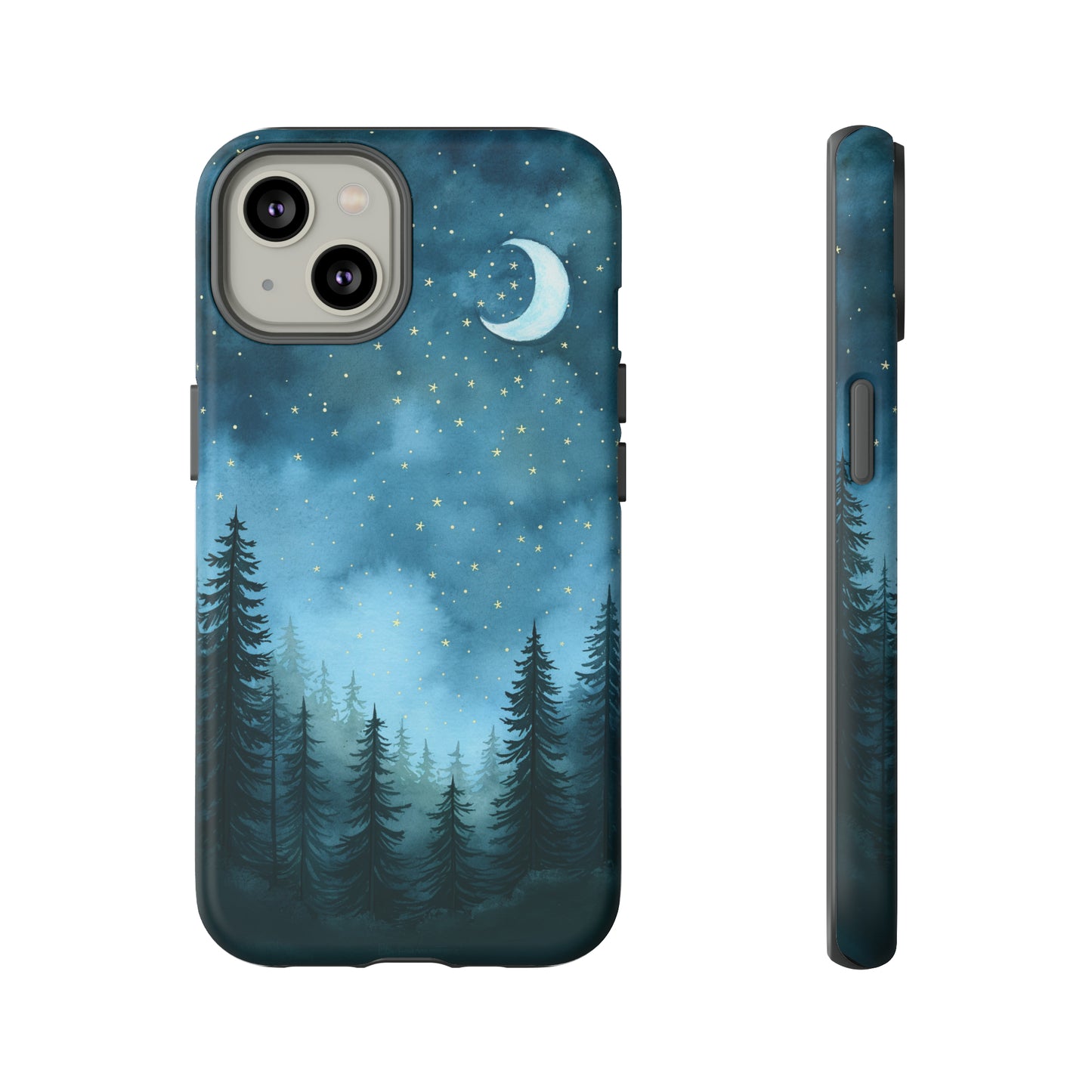 Forest Night Watercolor Tough Phone Case, Outdoors Smartphone Cover