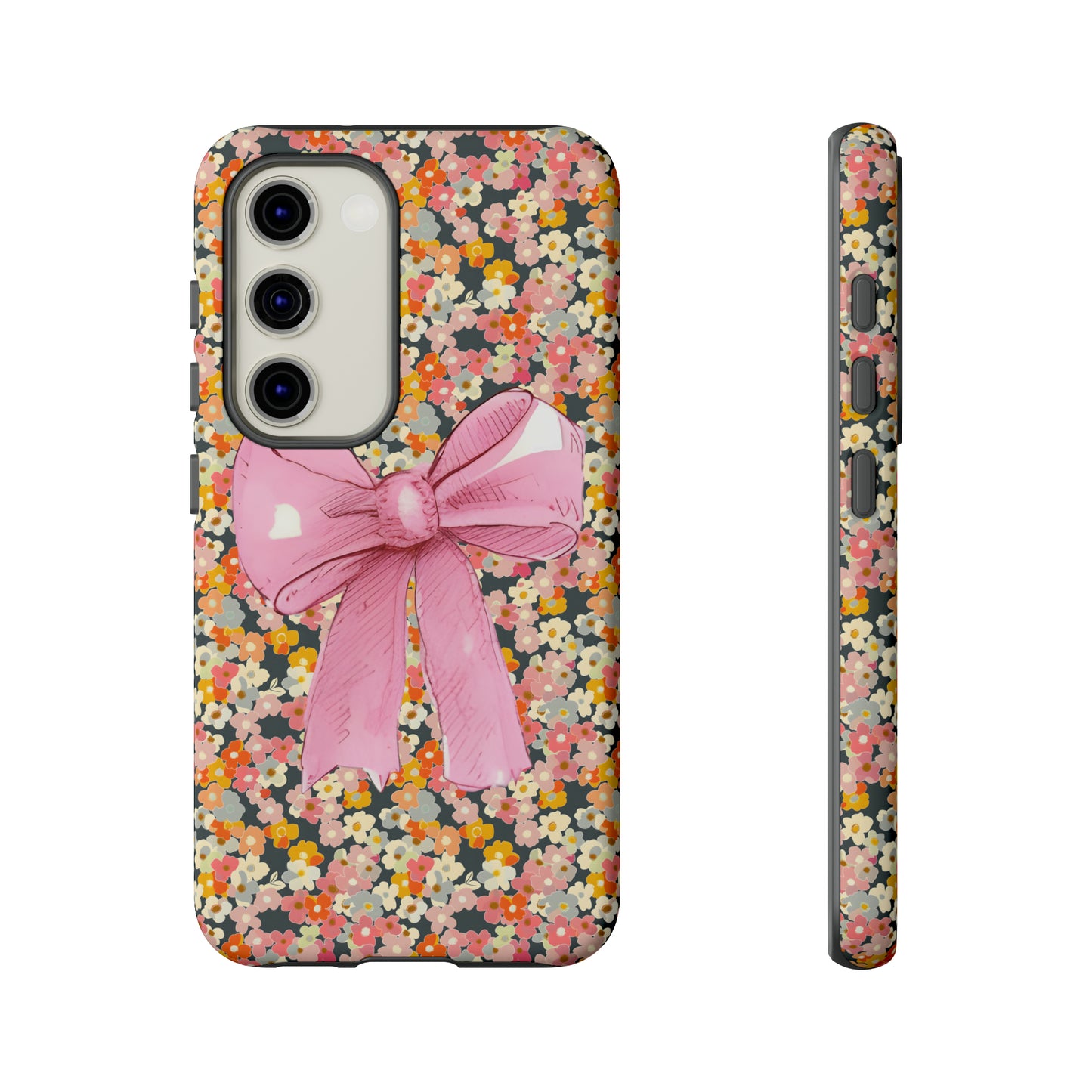 Pink Bow and Flower Pattern Collage Tough Phone Case