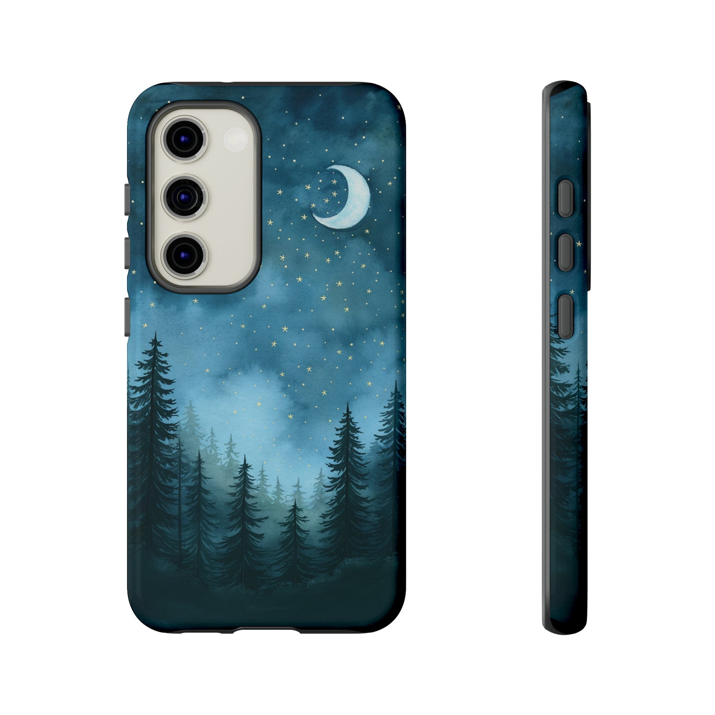 Forest Night Watercolor Tough Phone Case, Outdoors Smartphone Cover