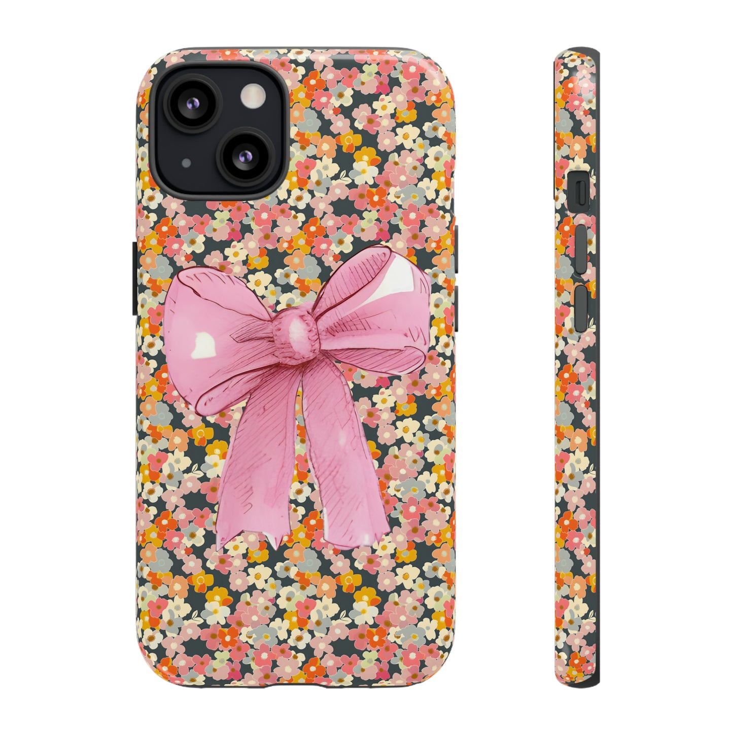 Pink Bow and Flower Pattern Collage Tough Phone Case