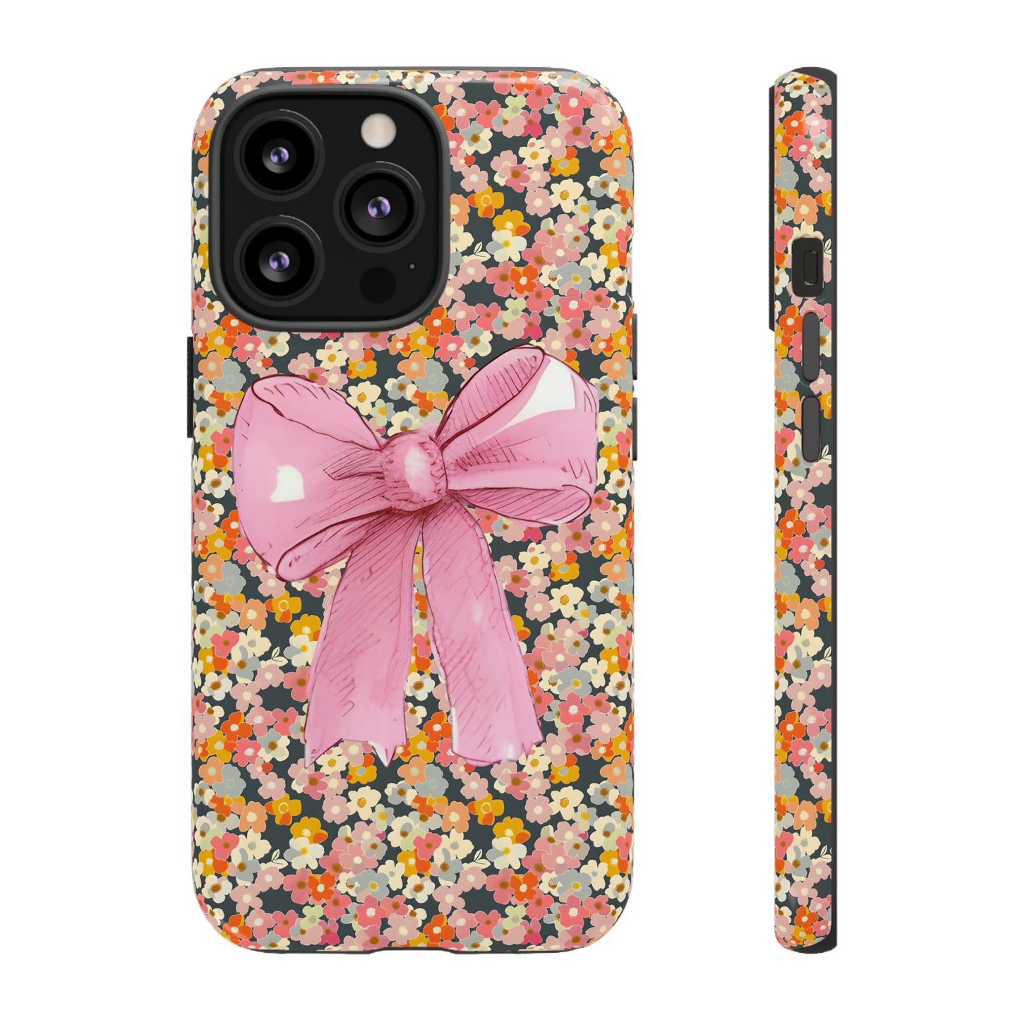 Pink Bow and Flower Pattern Collage Tough Phone Case