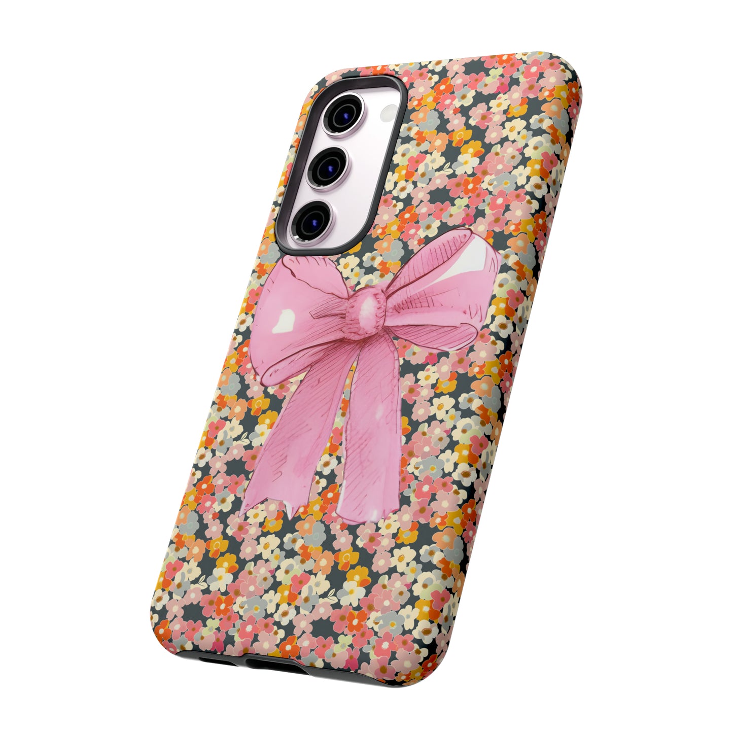 Pink Bow and Flower Pattern Collage Tough Phone Case