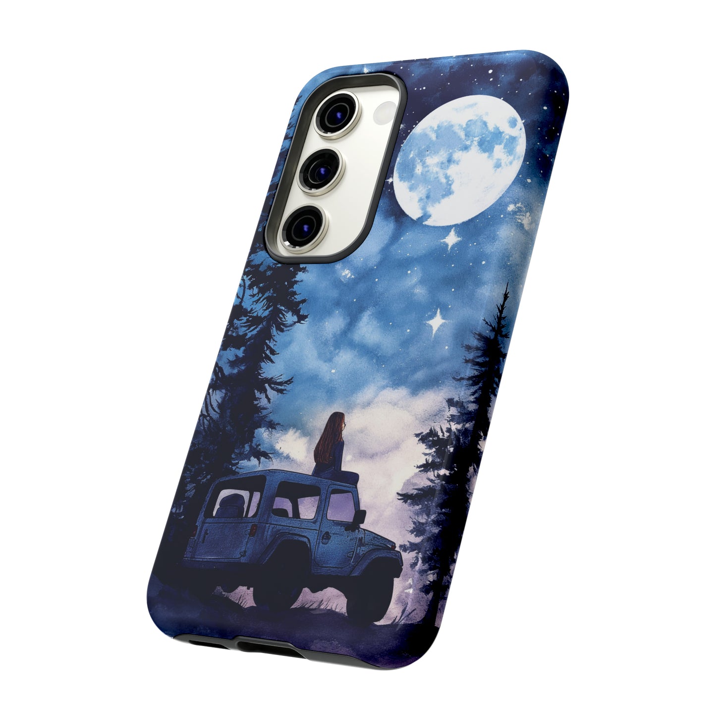 Forest Night Truck-Girl Traveler Watercolor Tough Phone Case