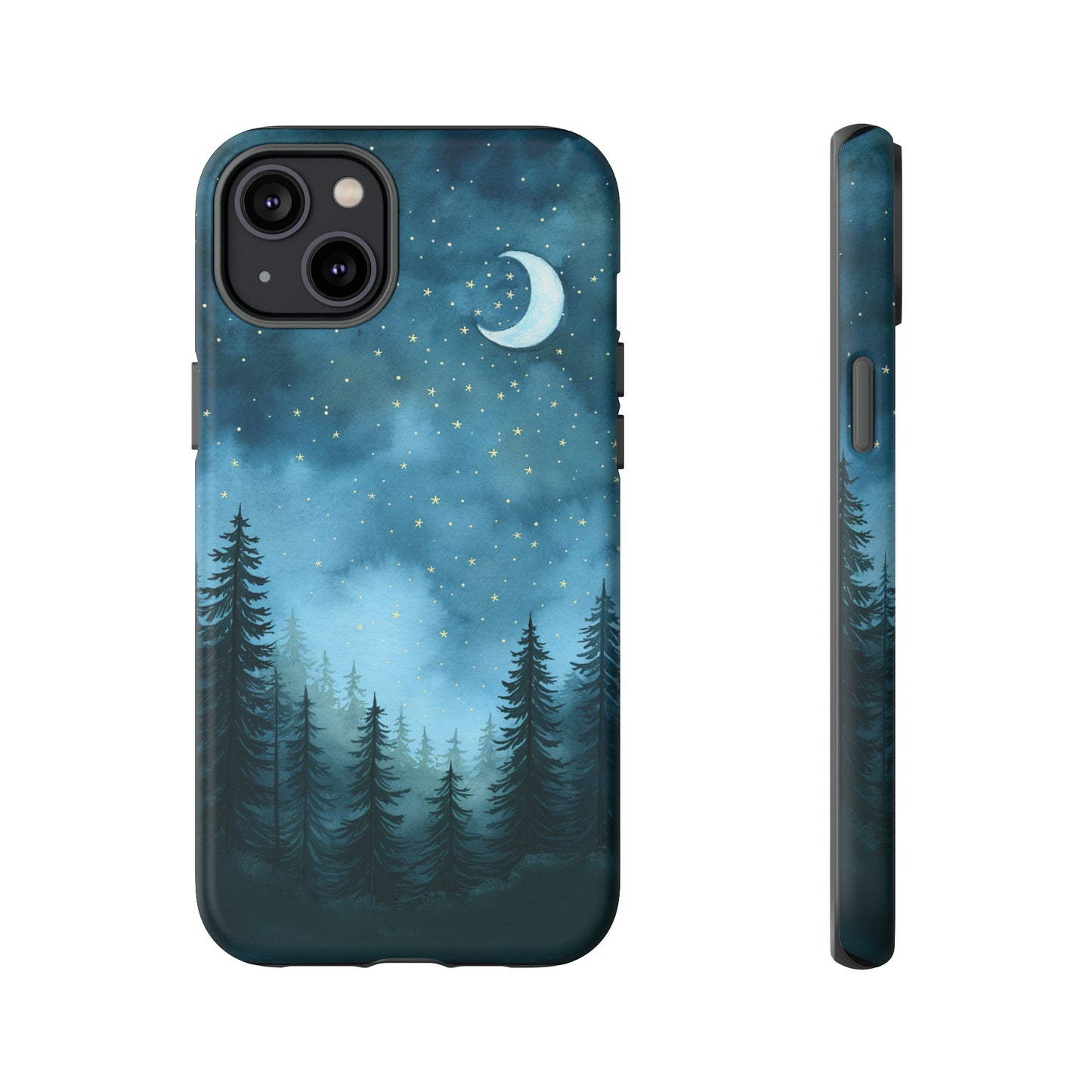 Forest Night Watercolor Tough Phone Case, Outdoors Smartphone Cover