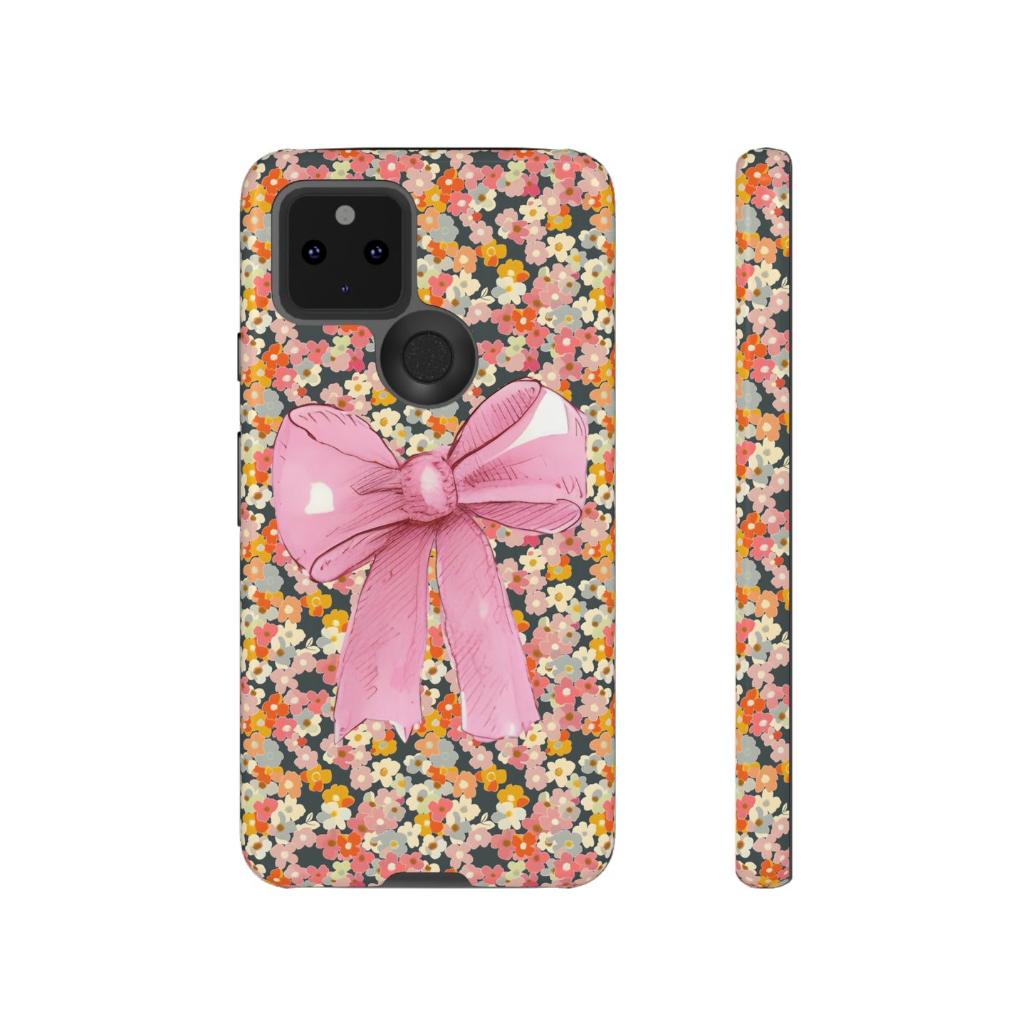 Pink Bow and Flower Pattern Collage Tough Phone Case