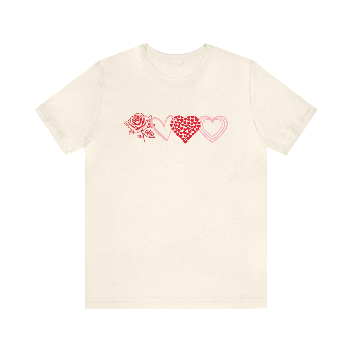 Valentine Rosey Hearts Unisex Jersey Short Sleeve T-Shirt