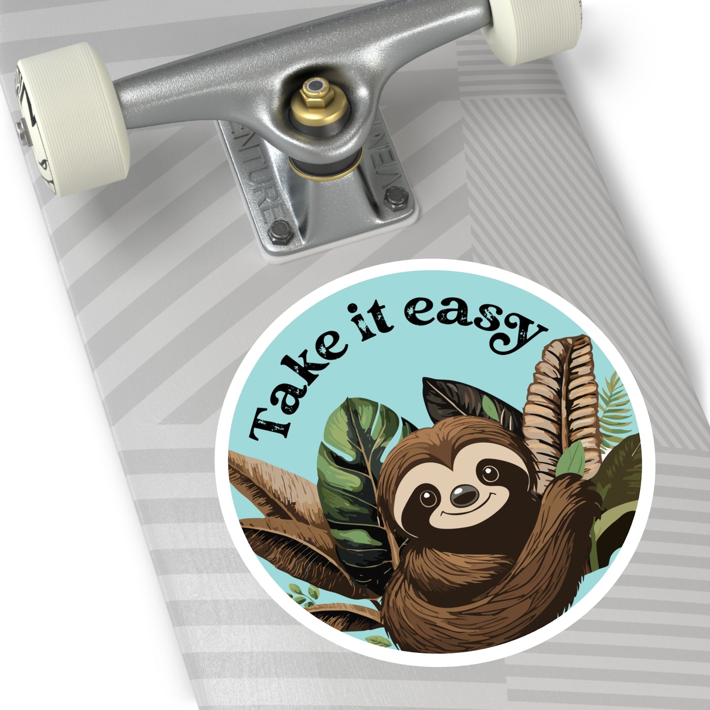 Take It Easy Sloth Indoor\Outdoor Round Vinyl Decal