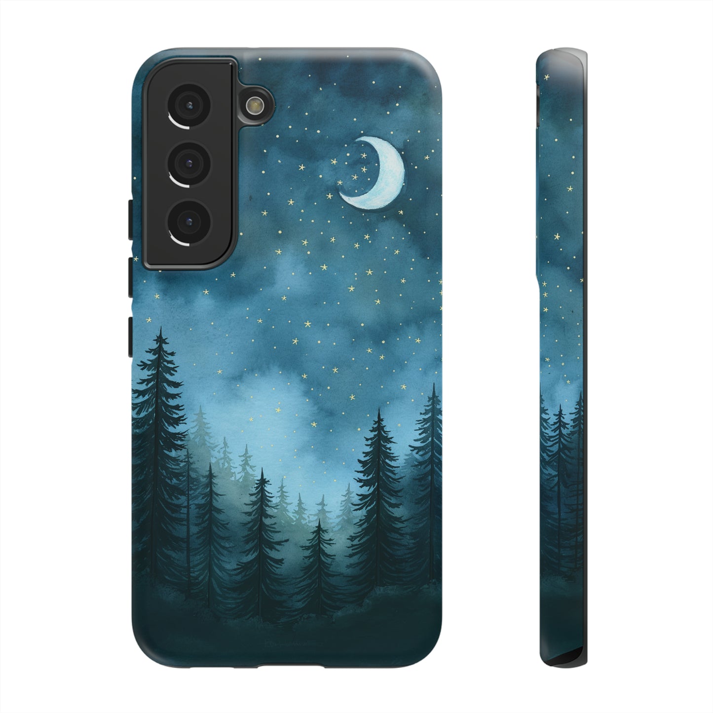 Forest Night Watercolor Tough Phone Case, Outdoors Smartphone Cover