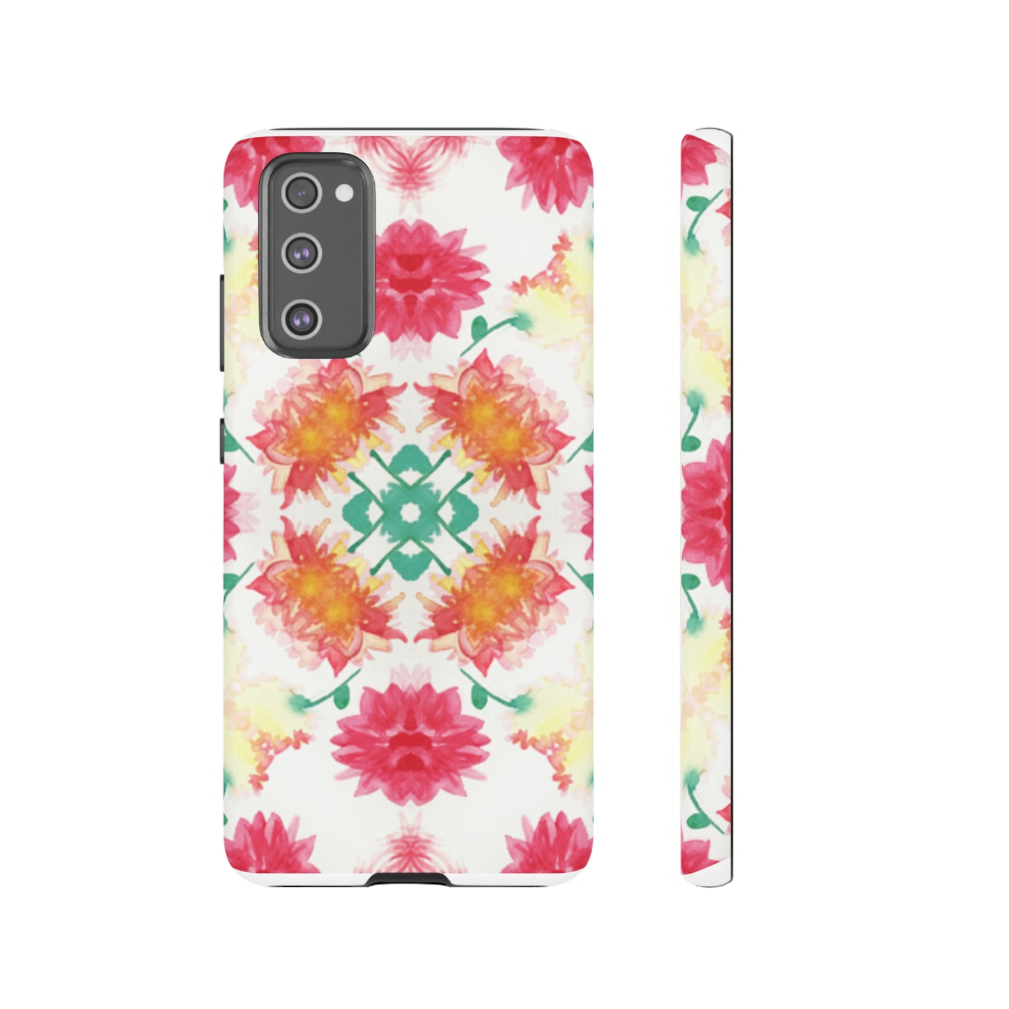 Sweet Magnolia Watercolor Tough Phone Case, Pink/Red Floral Smartphone Cover