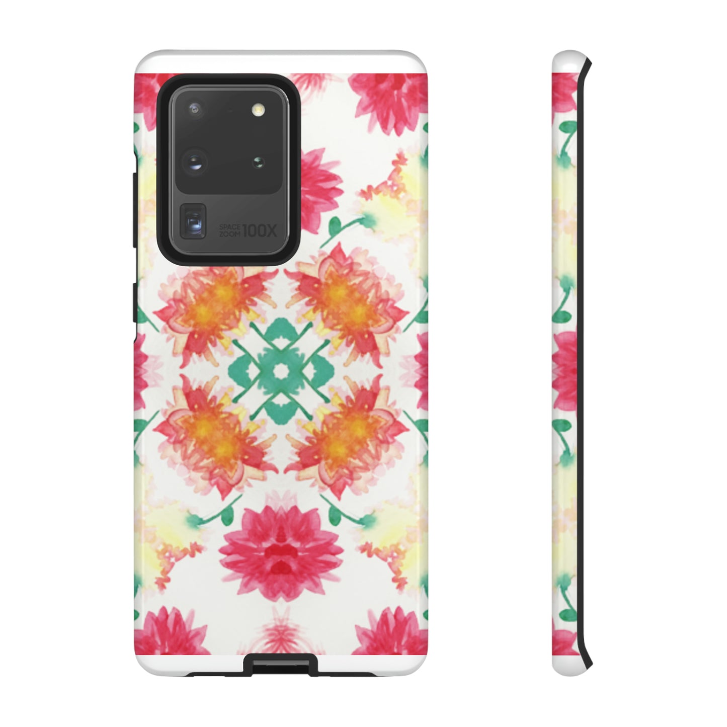 Sweet Magnolia Watercolor Tough Phone Case, Pink/Red Floral Smartphone Cover