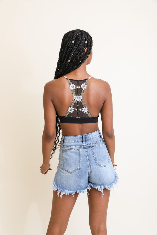 Floral Lattice Wireless Bralette