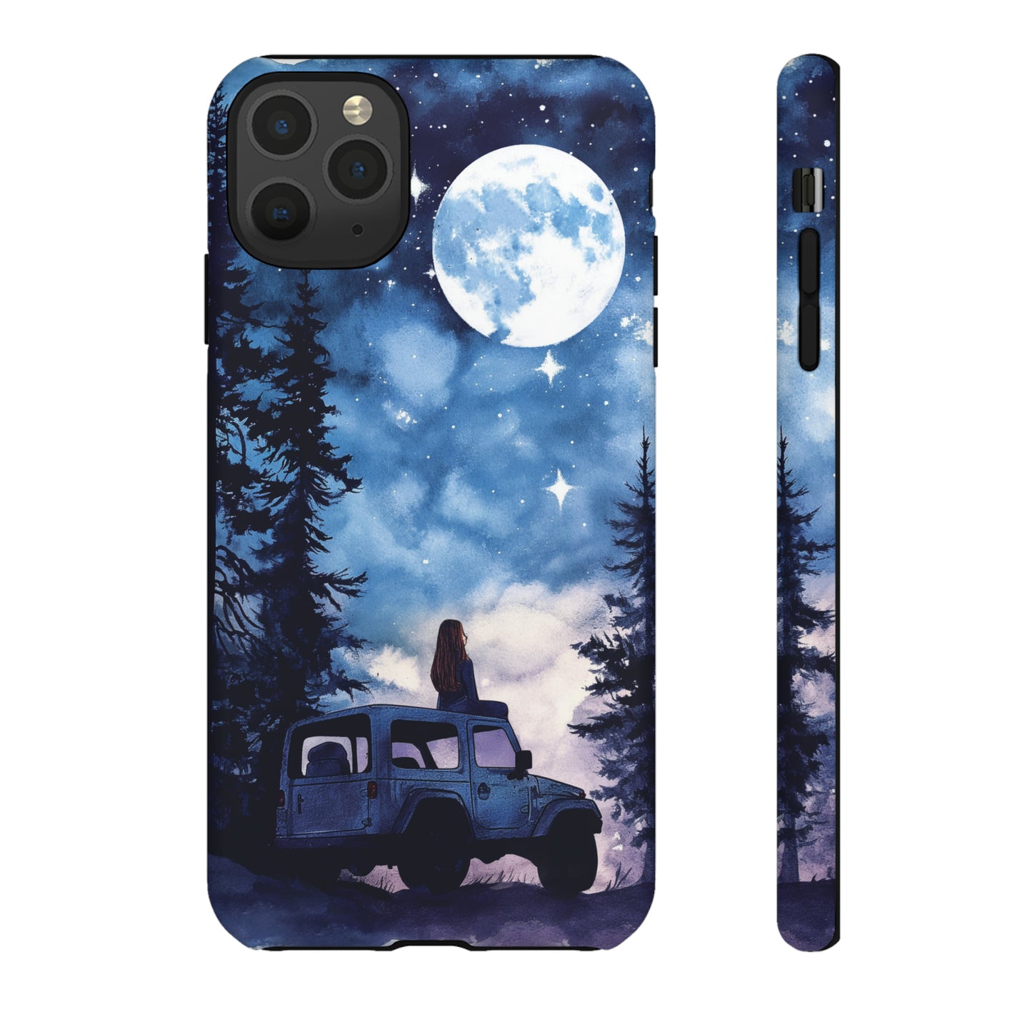 Forest Night Truck-Girl Traveler Watercolor Tough Phone Case