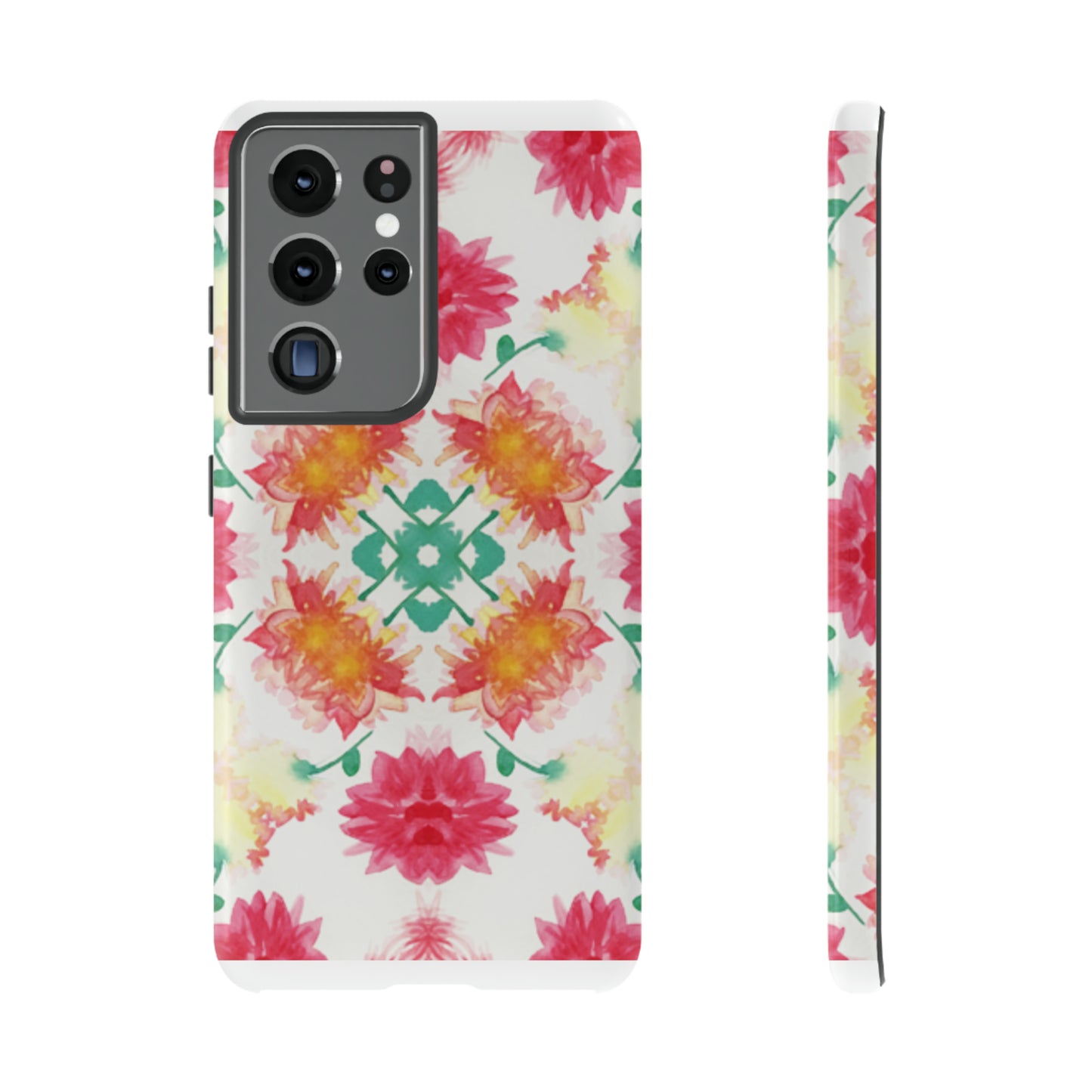 Sweet Magnolia Watercolor Tough Phone Case, Pink/Red Floral Smartphone Cover