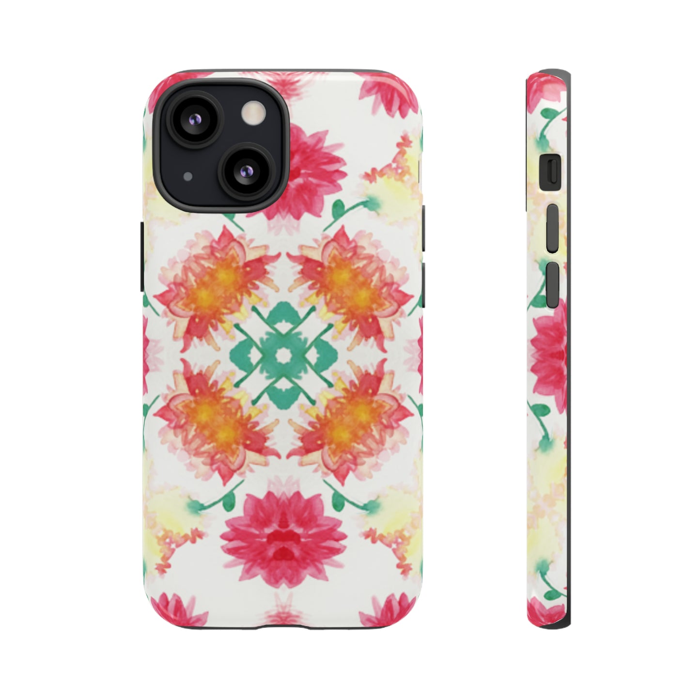 Sweet Magnolia Watercolor Tough Phone Case, Pink/Red Floral Smartphone Cover