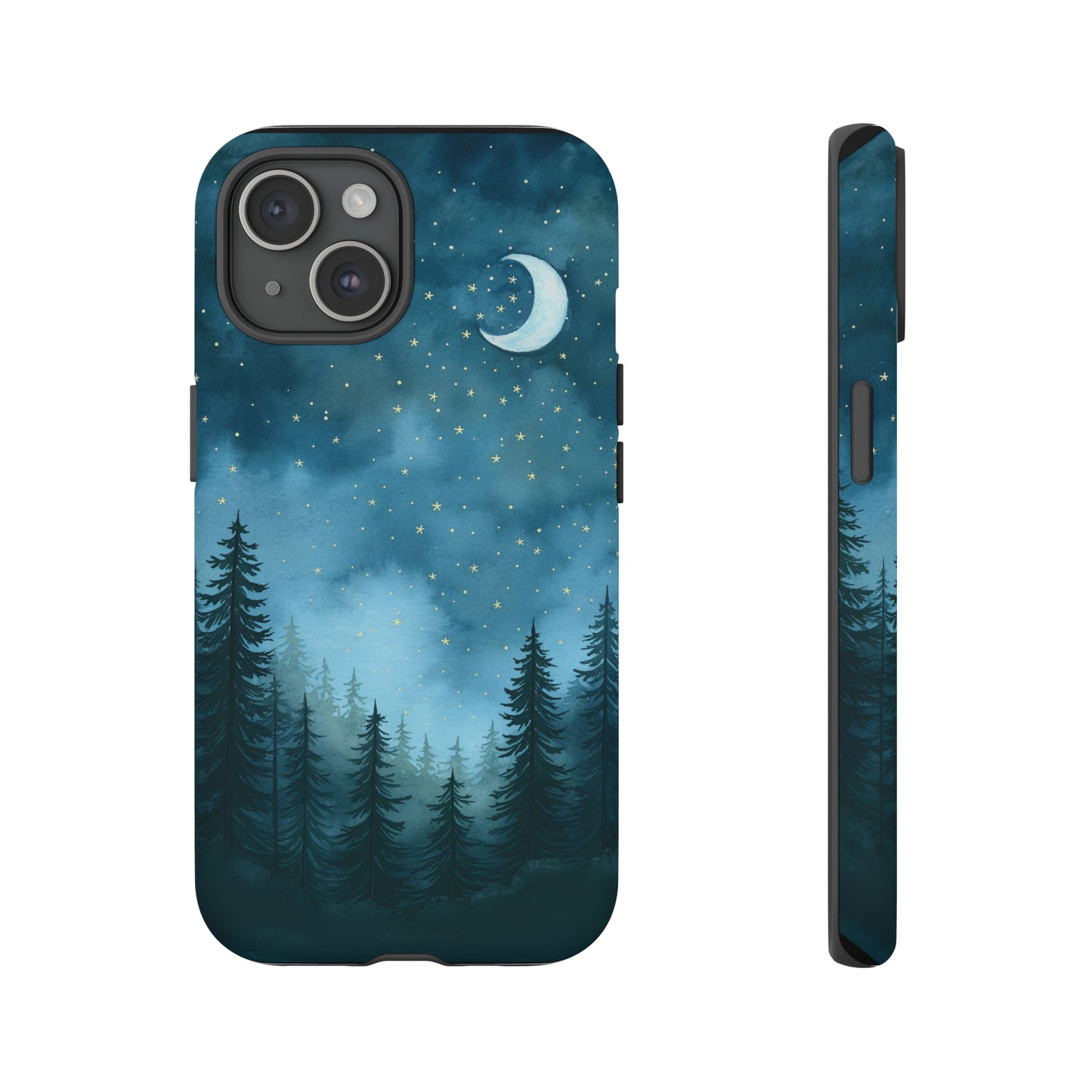 Forest Night Watercolor Tough Phone Case, Outdoors Smartphone Cover