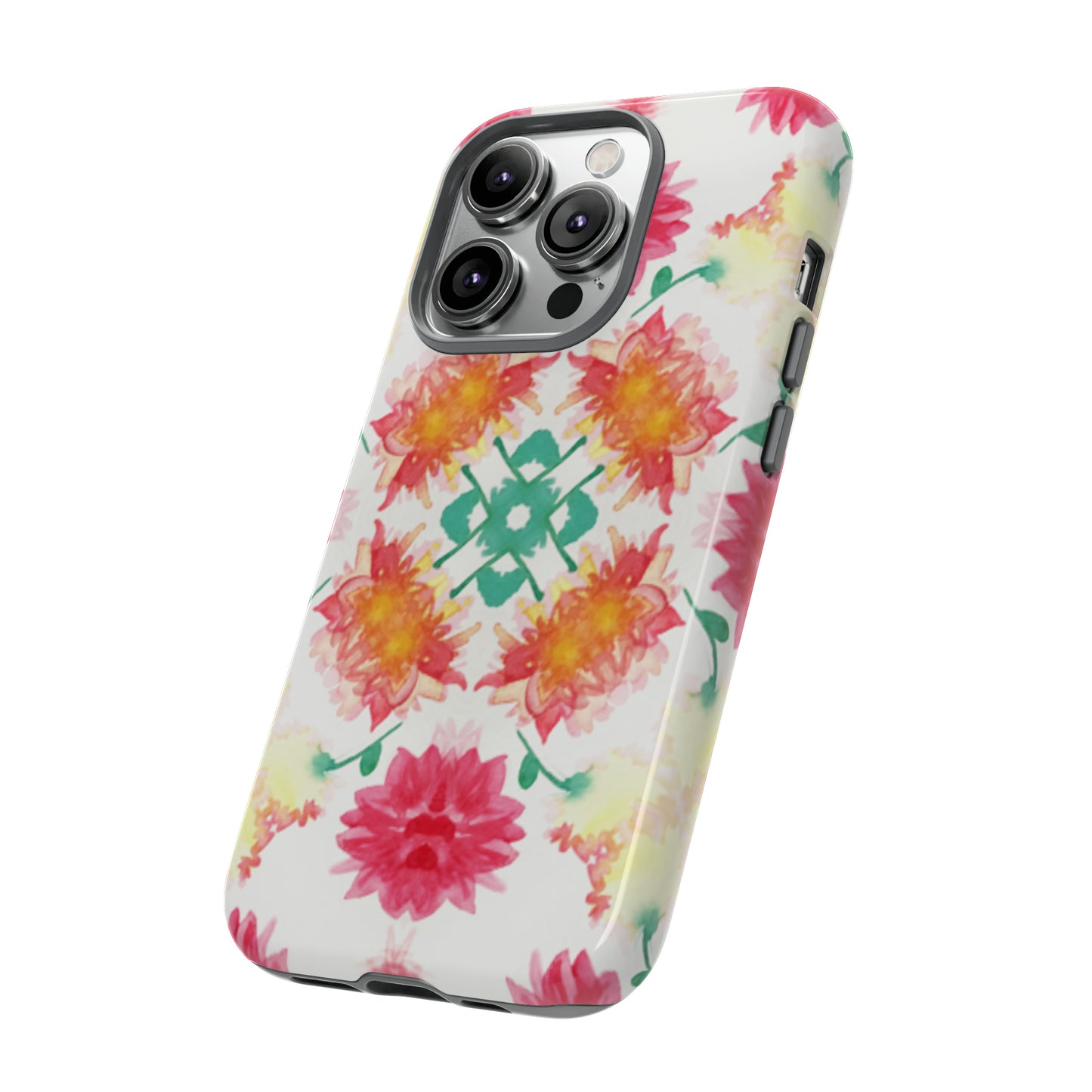 Sweet Magnolia Watercolor Tough Phone Case, Pink/Red Floral Smartphone Cover