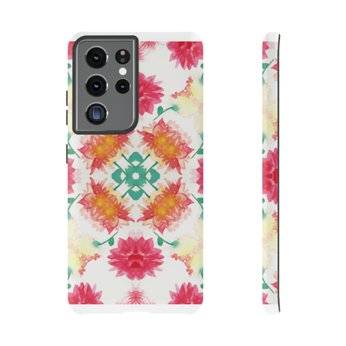 Sweet Magnolia Watercolor Tough Phone Case, Pink/Red Floral Smartphone Cover