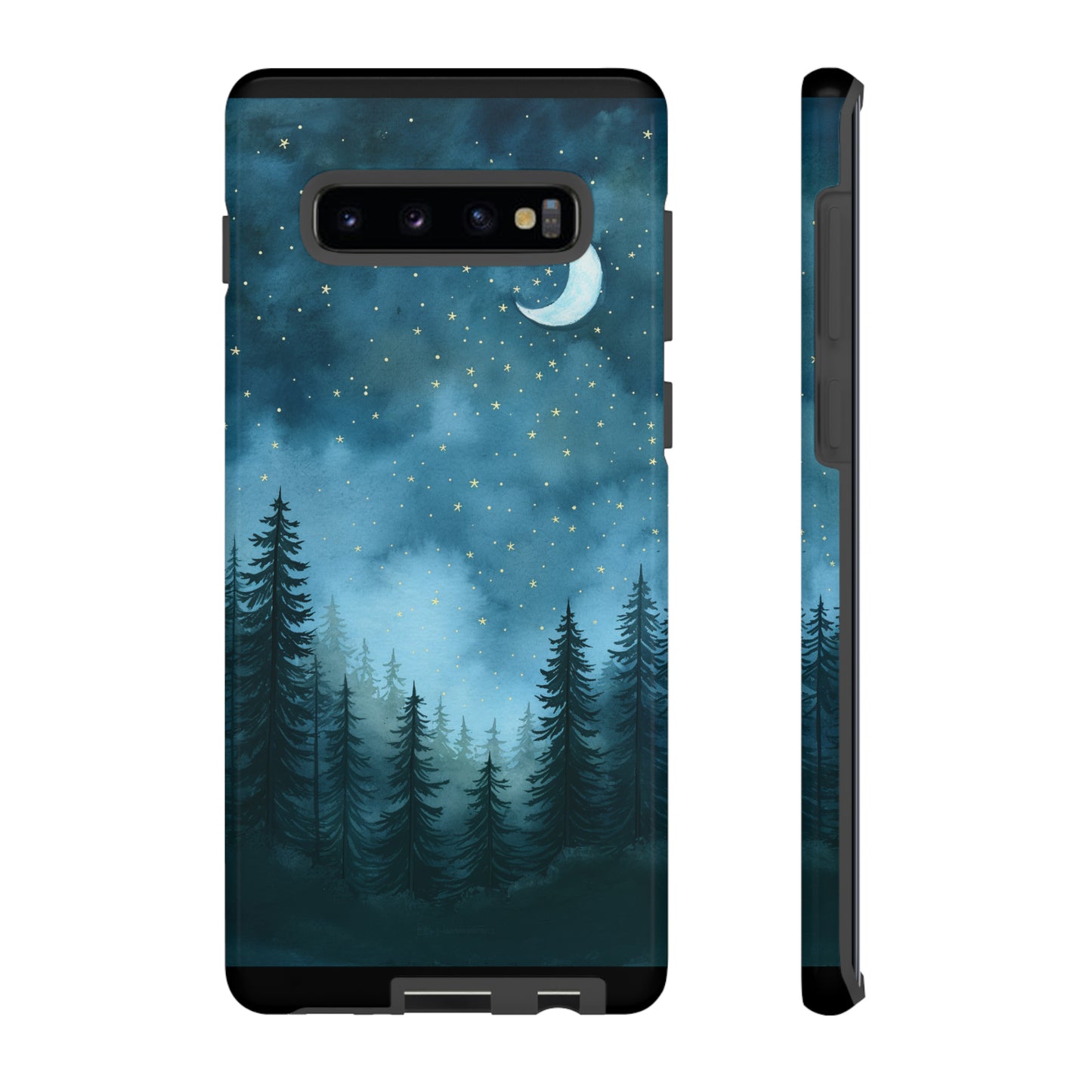 Forest Night Watercolor Tough Phone Case, Outdoors Smartphone Cover