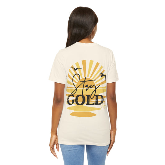 Stay Gold Unisex Jersey Short Sleeve Tee Front/Back Design Graphic Outsider T Shirt for Book and Theatre Lovers