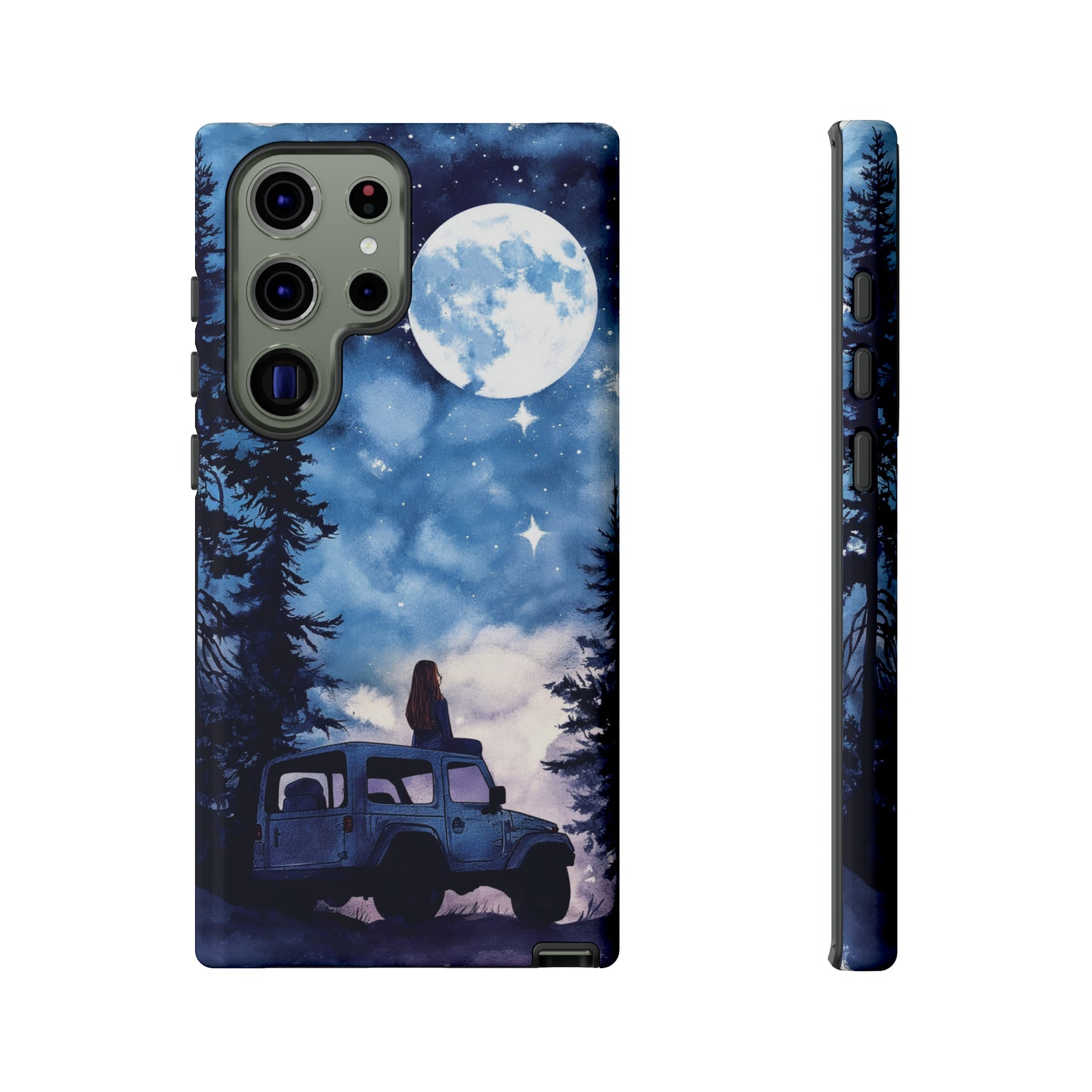 Forest Night Truck-Girl Traveler Watercolor Tough Phone Case