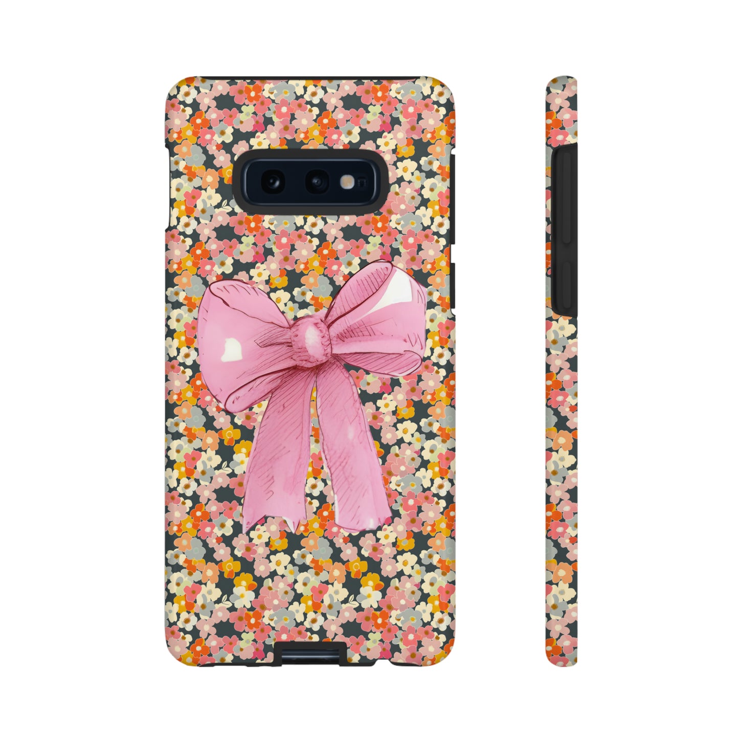 Pink Bow and Flower Pattern Collage Tough Phone Case