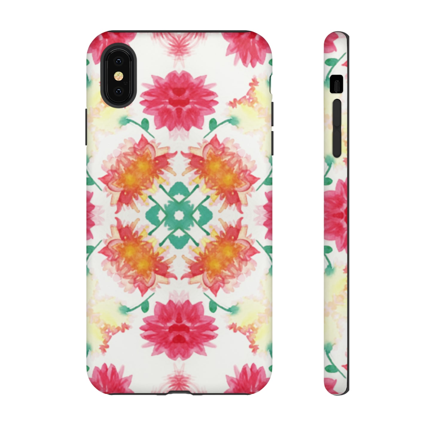 Sweet Magnolia Watercolor Tough Phone Case, Pink/Red Floral Smartphone Cover