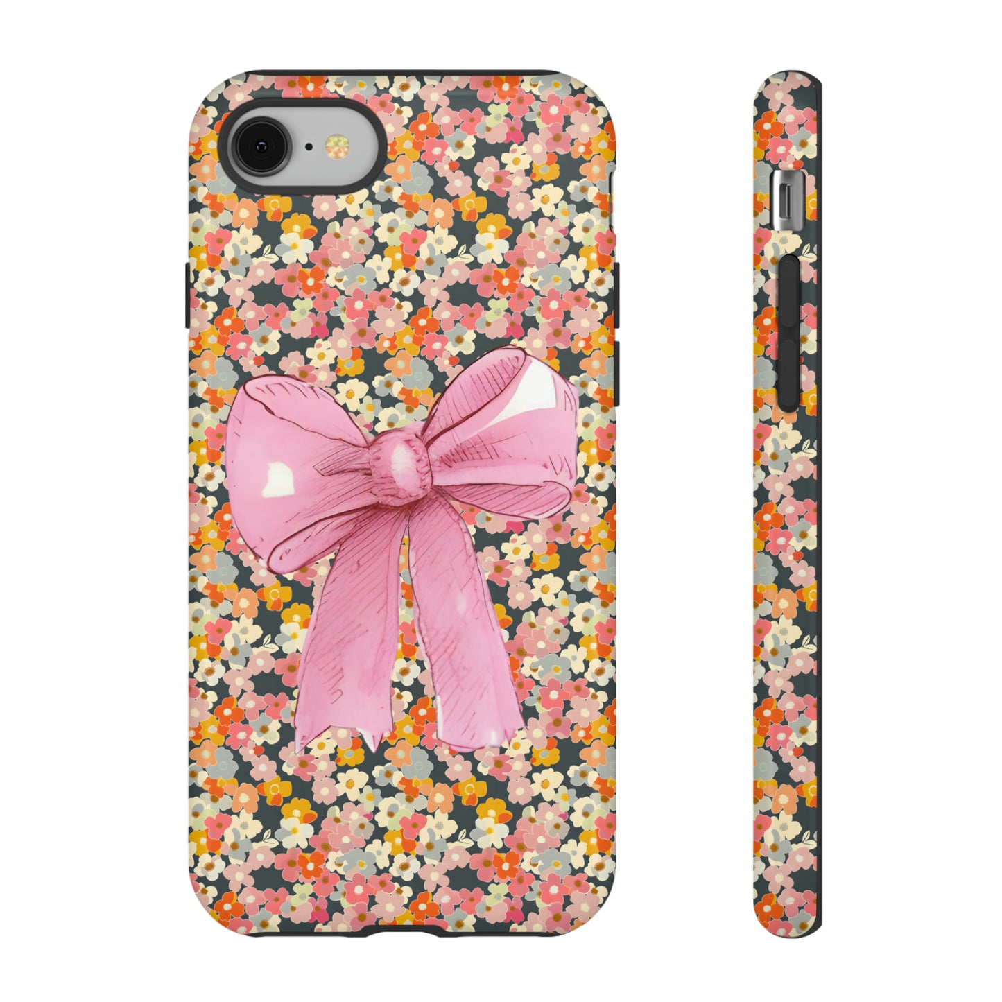 Pink Bow and Flower Pattern Collage Tough Phone Case