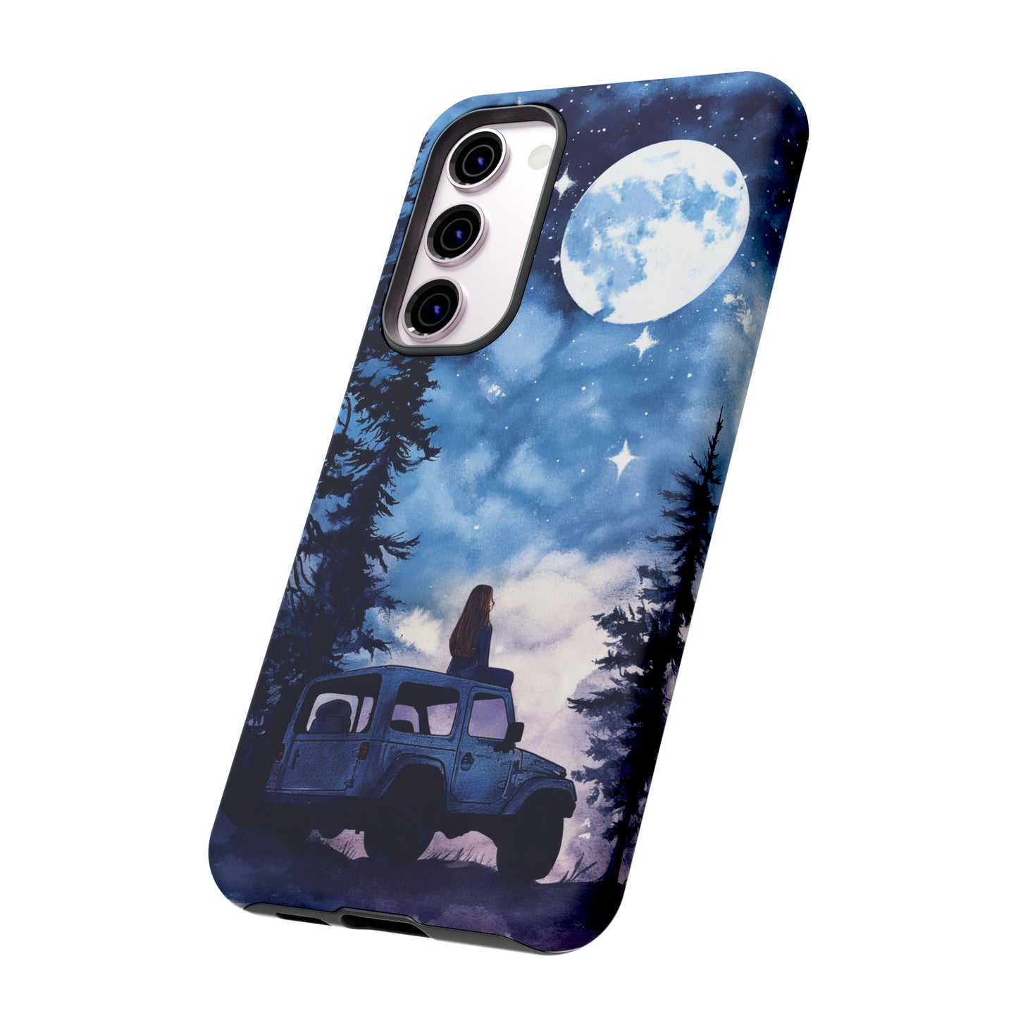 Forest Night Truck-Girl Traveler Watercolor Tough Phone Case