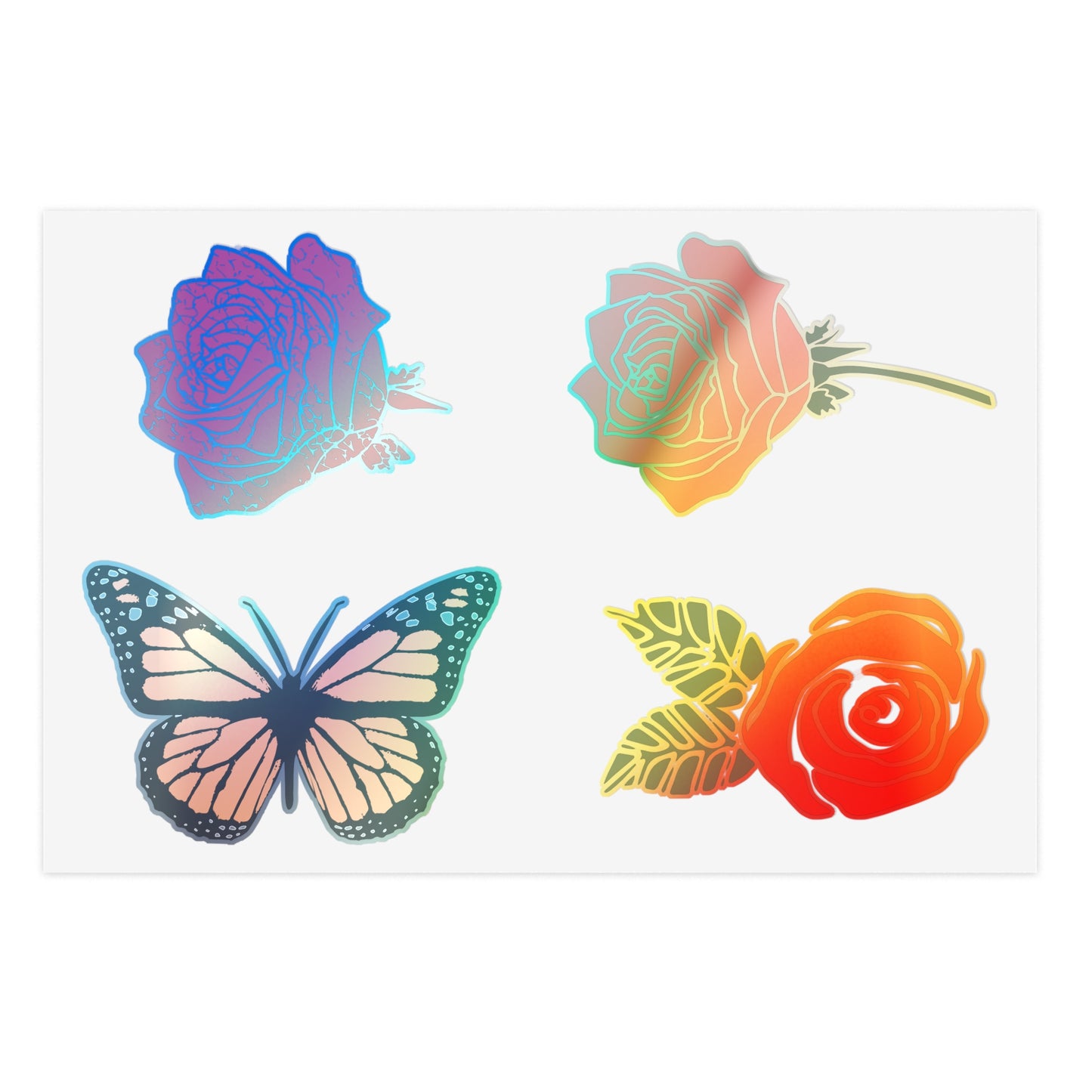 Red Roses and Monarch Butterfly Sticker Sheet