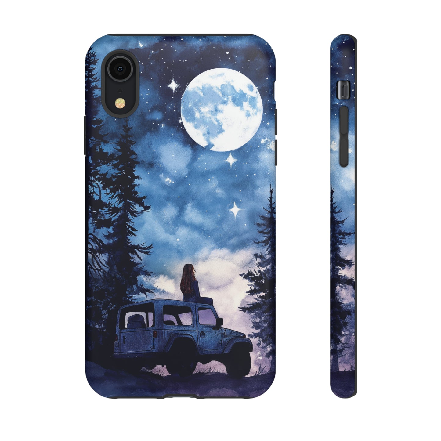 Forest Night Truck-Girl Traveler Watercolor Tough Phone Case