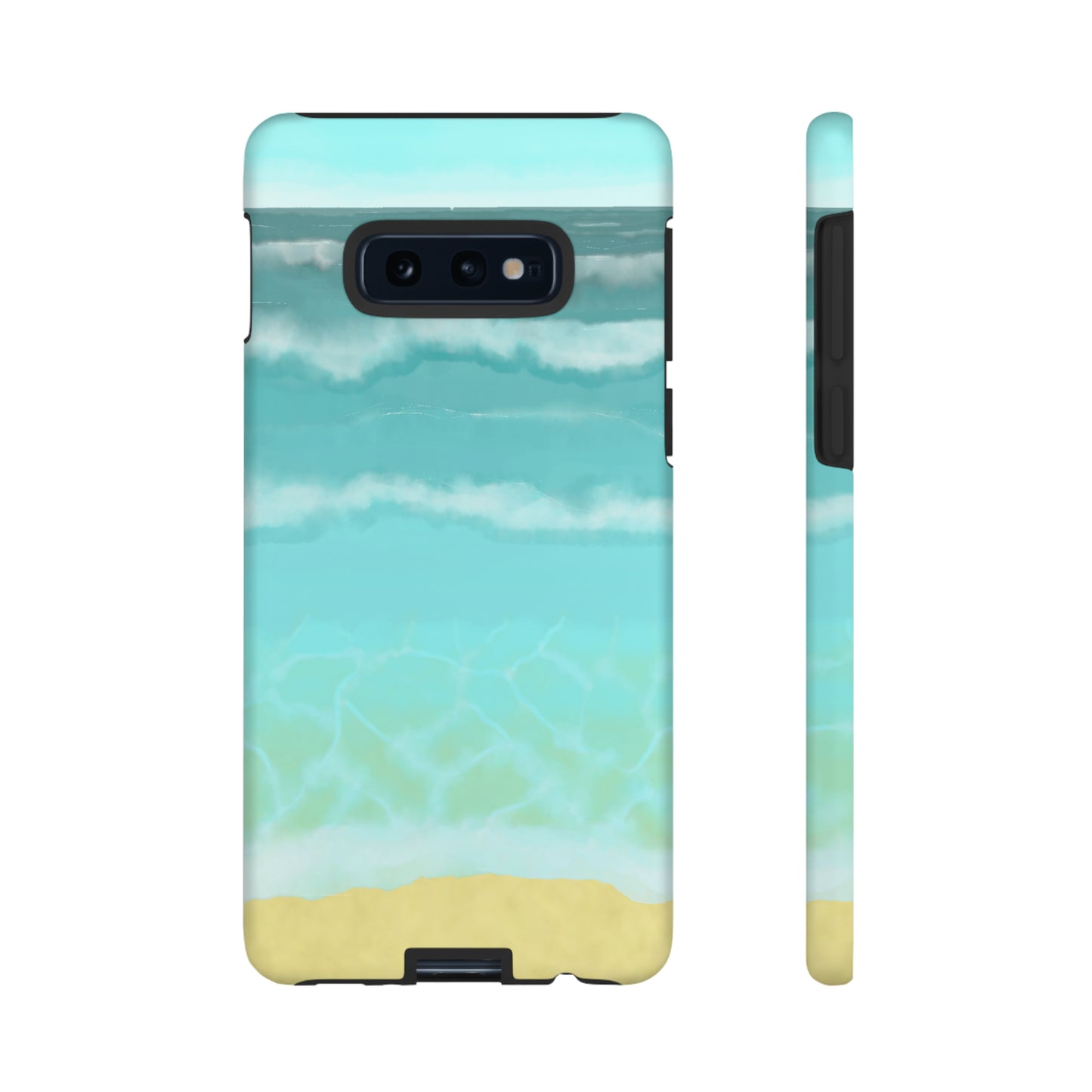 Shoreline Watercolor Ocean Beach Tough Phone Case, Summer Smartphone Cover