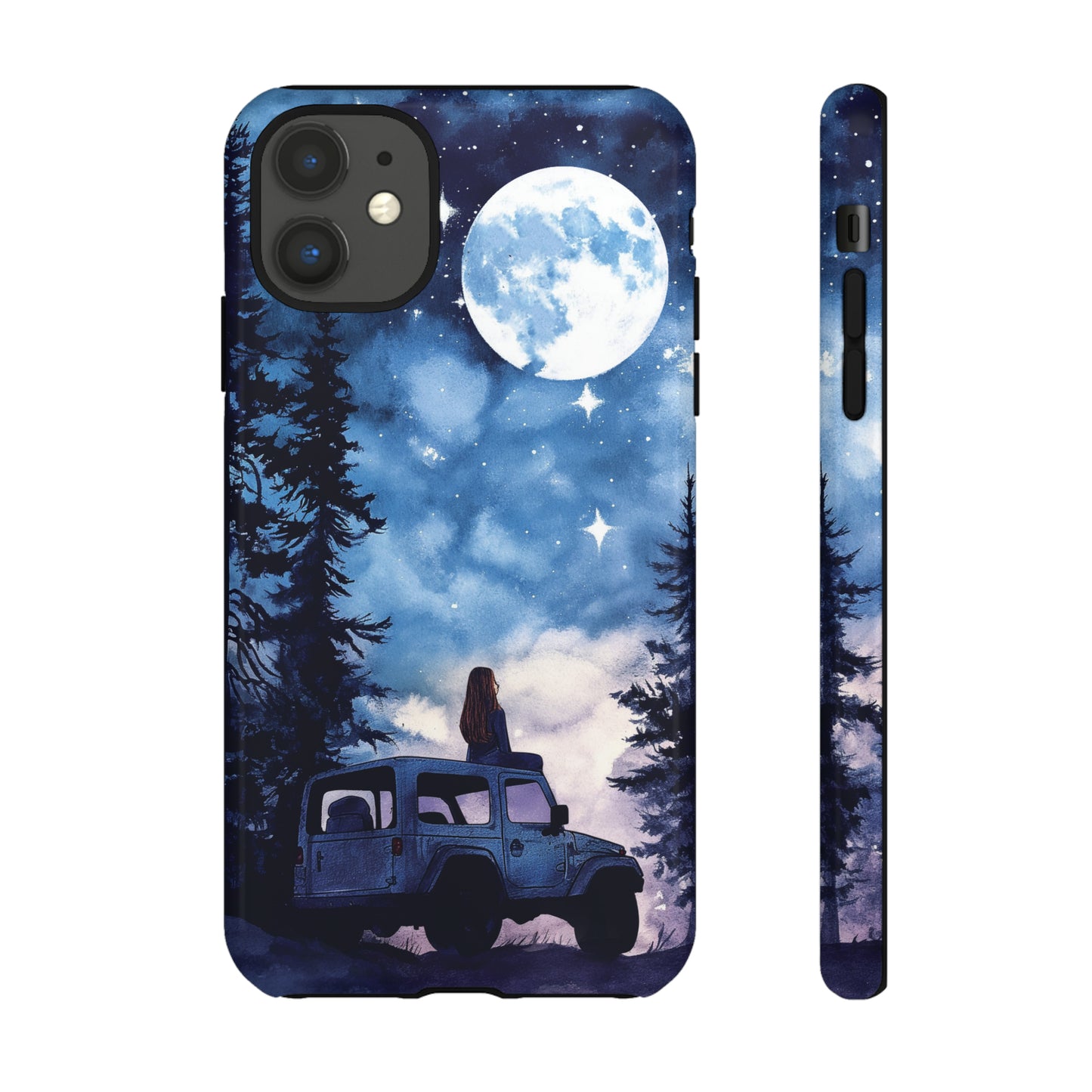 Forest Night Truck-Girl Traveler Watercolor Tough Phone Case